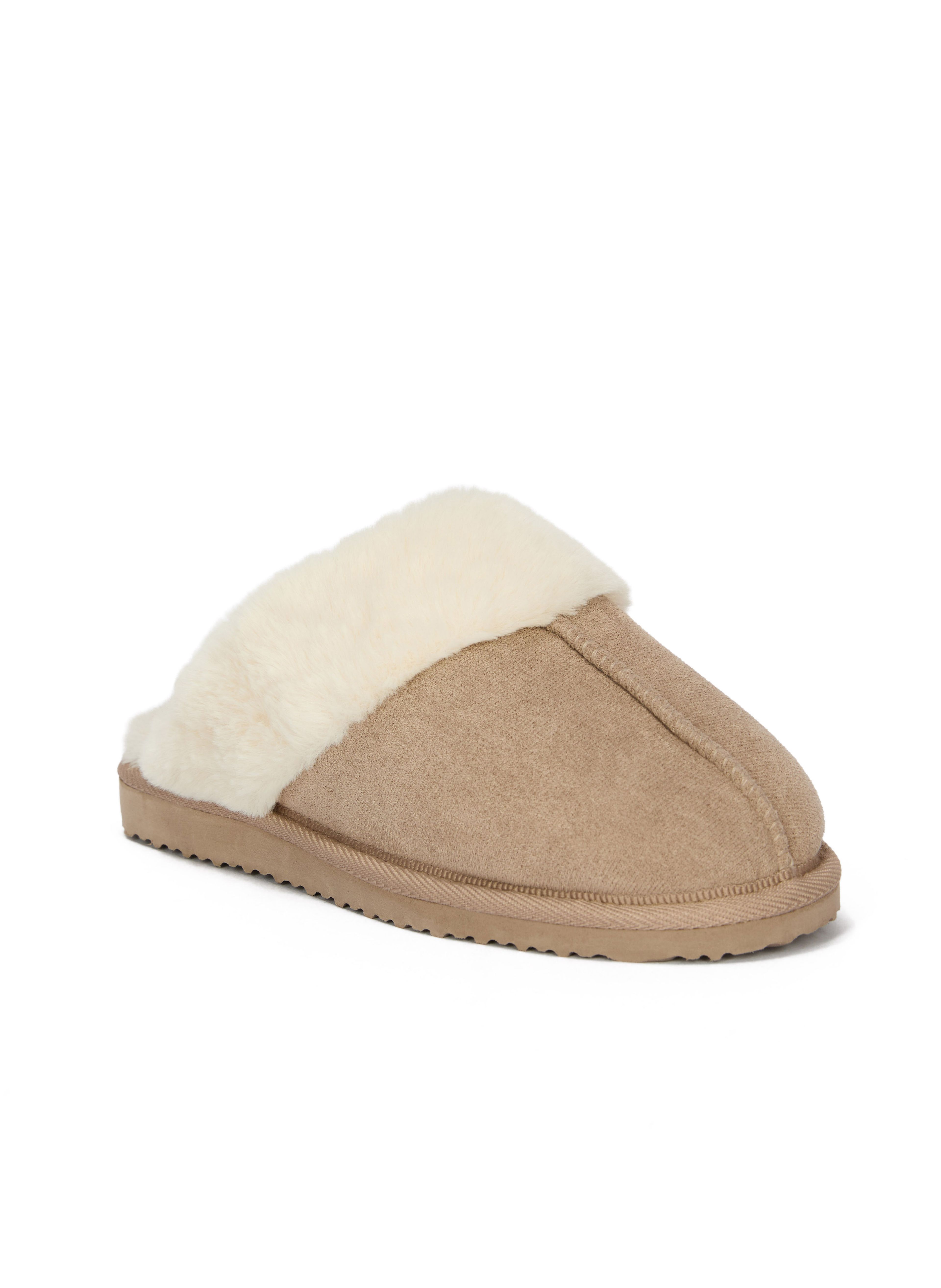 Beigefarbene Damen-Pantoffeln mit Fell ORSAY IMARA - 003