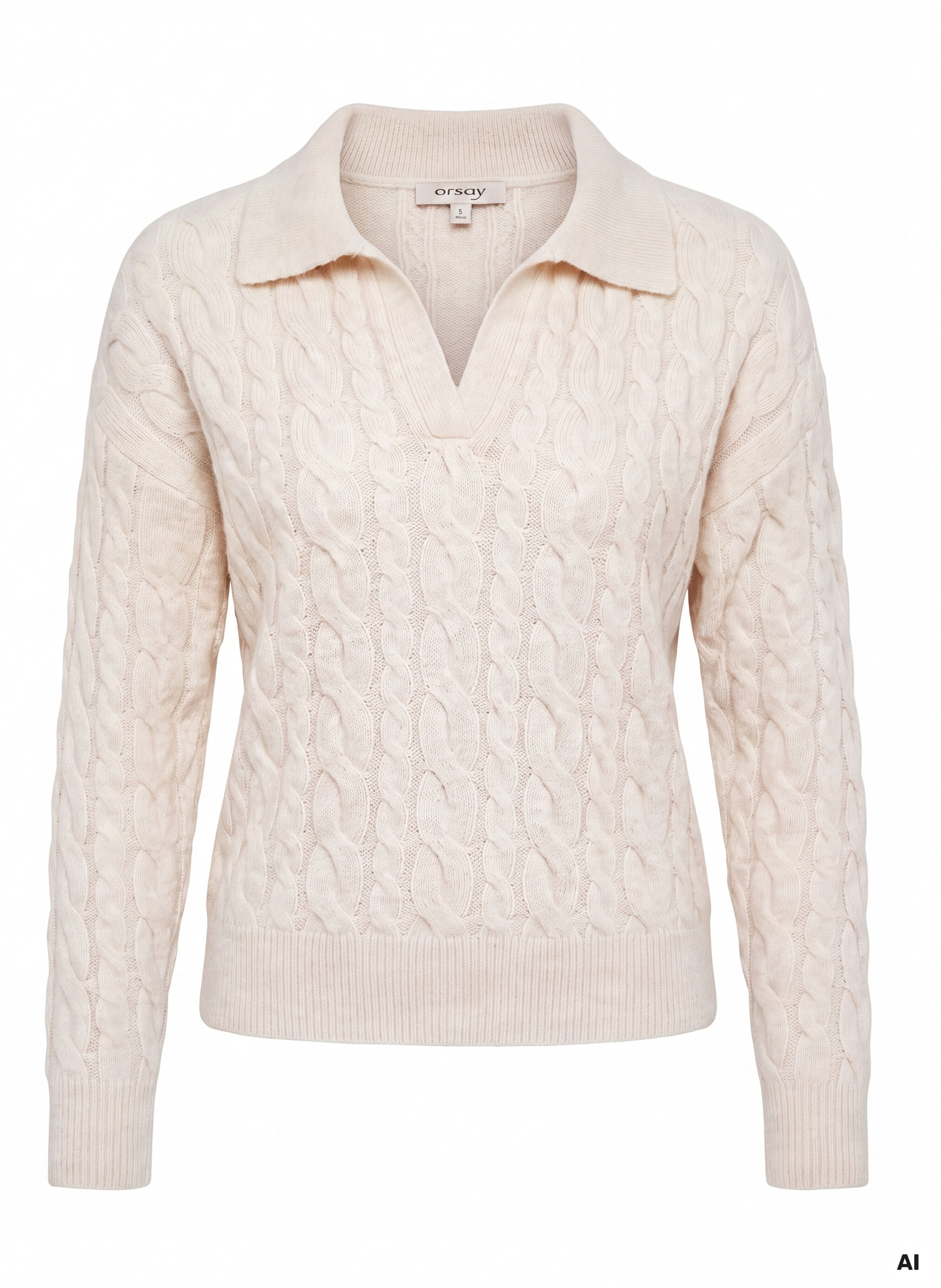 Cremefarbener Damenpullover mit langen Ärmeln ORSAY - 006