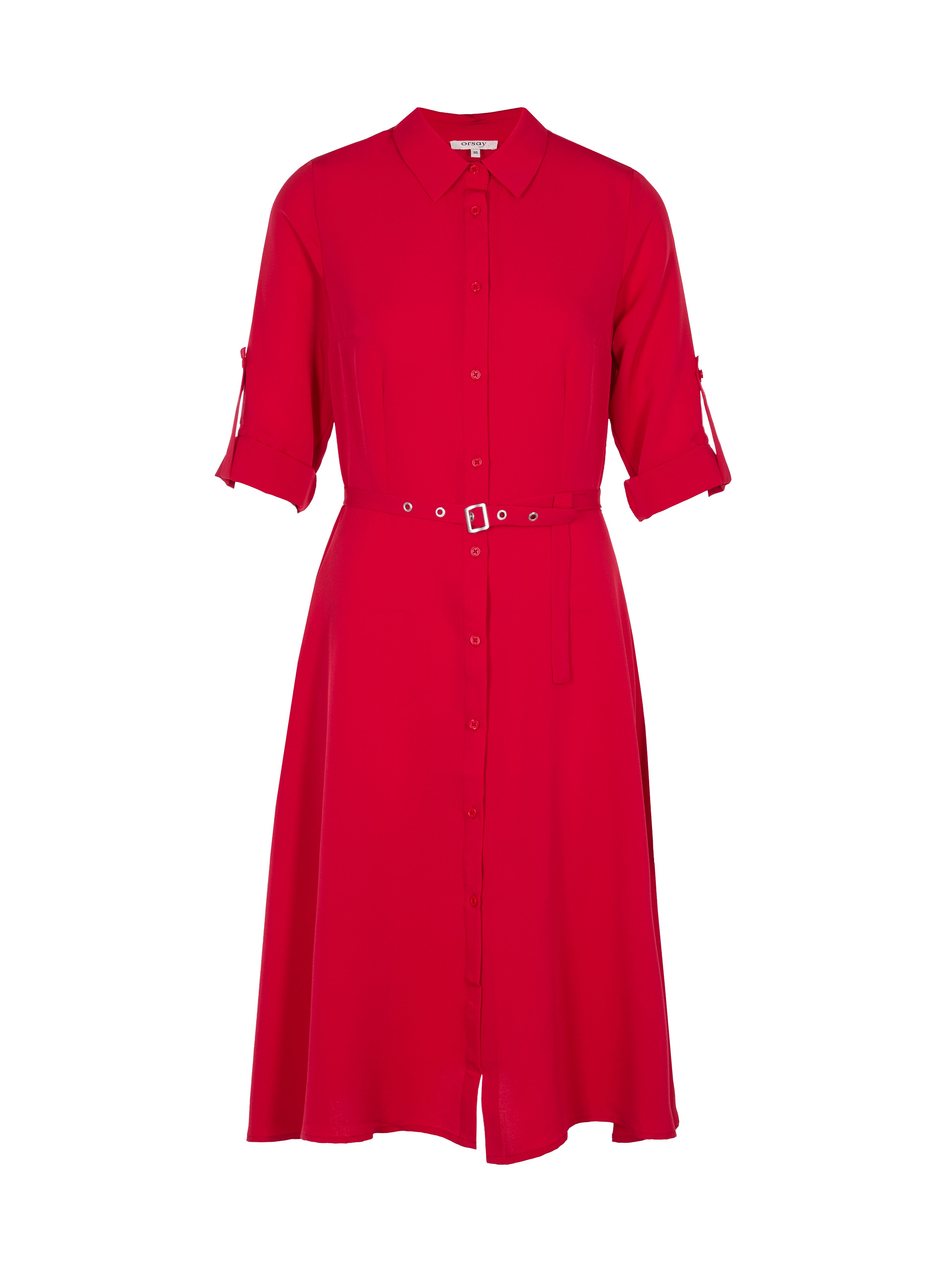 Rochie tip cămașă scurtă, cu croială evazată, roșu ORSAY - 005