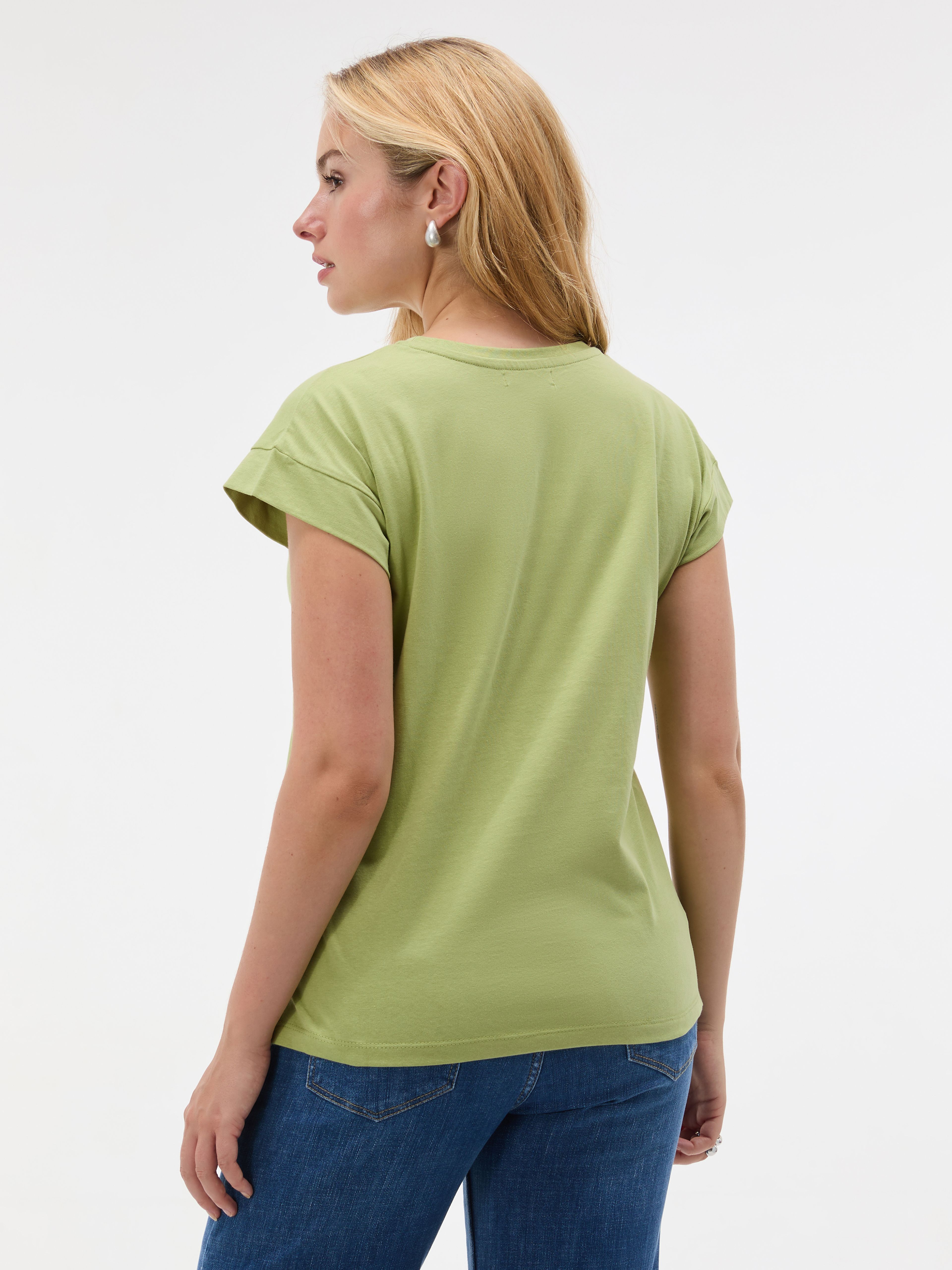 Zielony damski t-shirt z krótkim rękawem ORSAY - 002