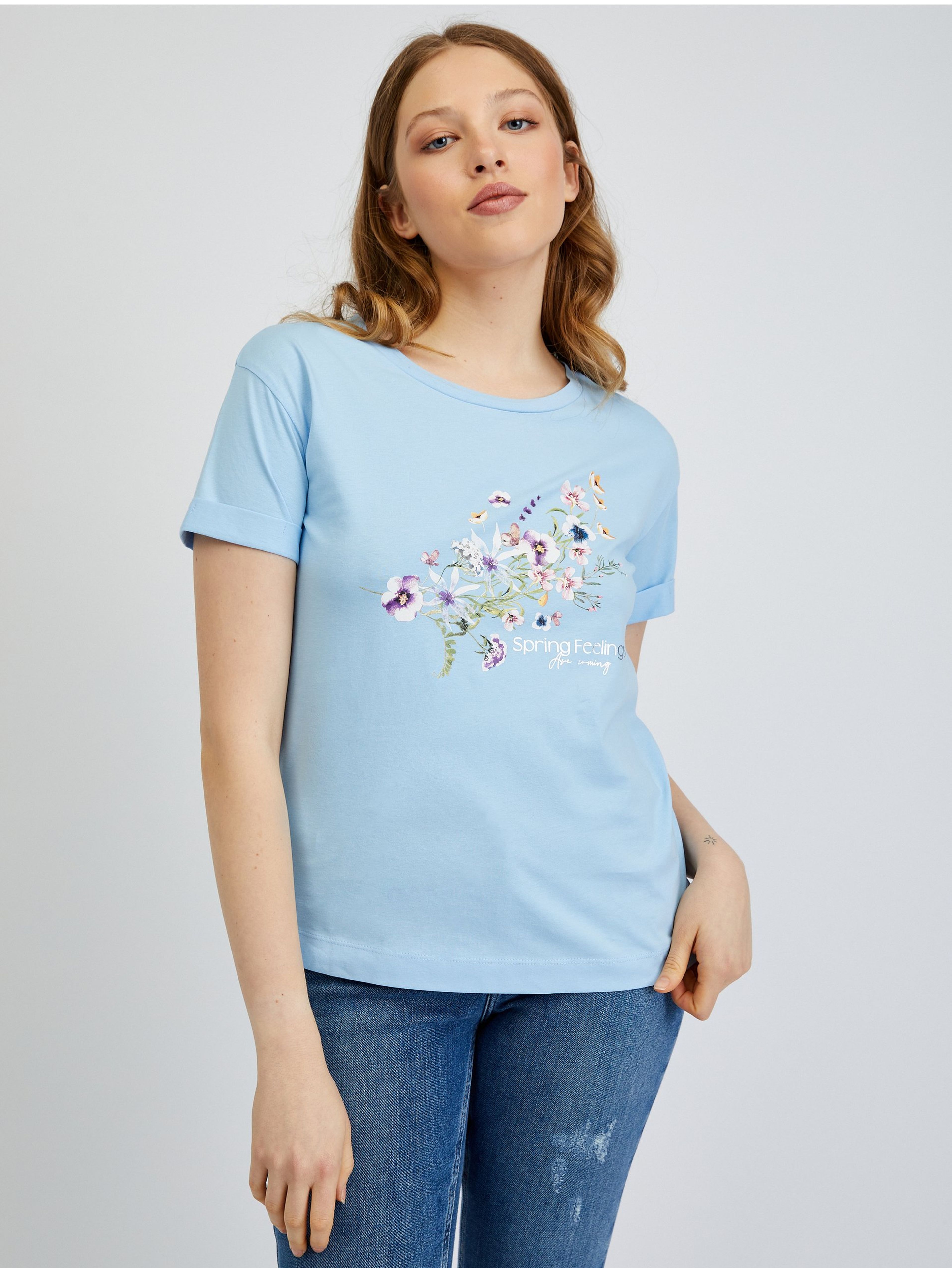 Jasnoniebieska koszulka damska ORSAY