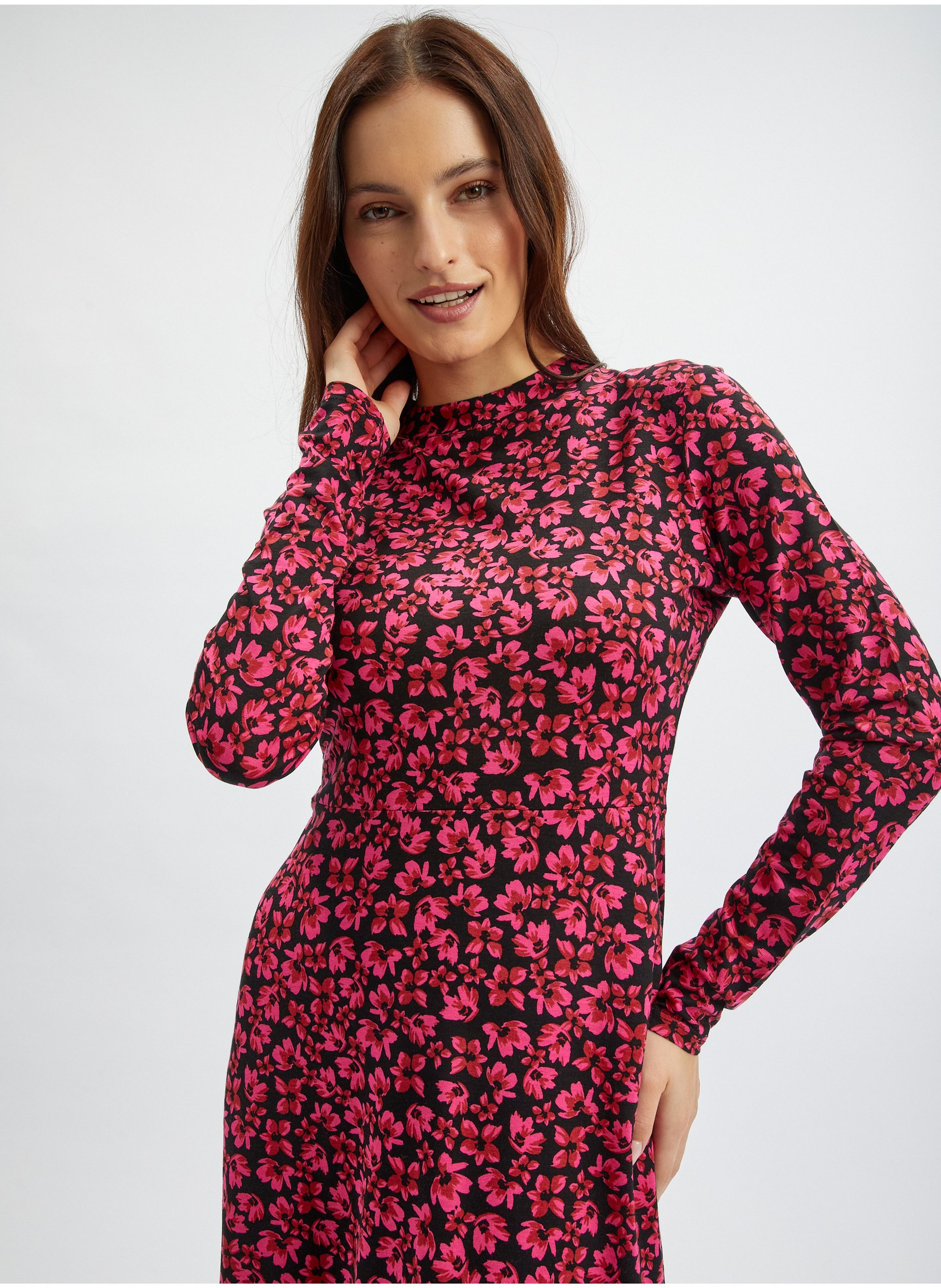 Rochie florala damă neagră și roz ORSAY - 002