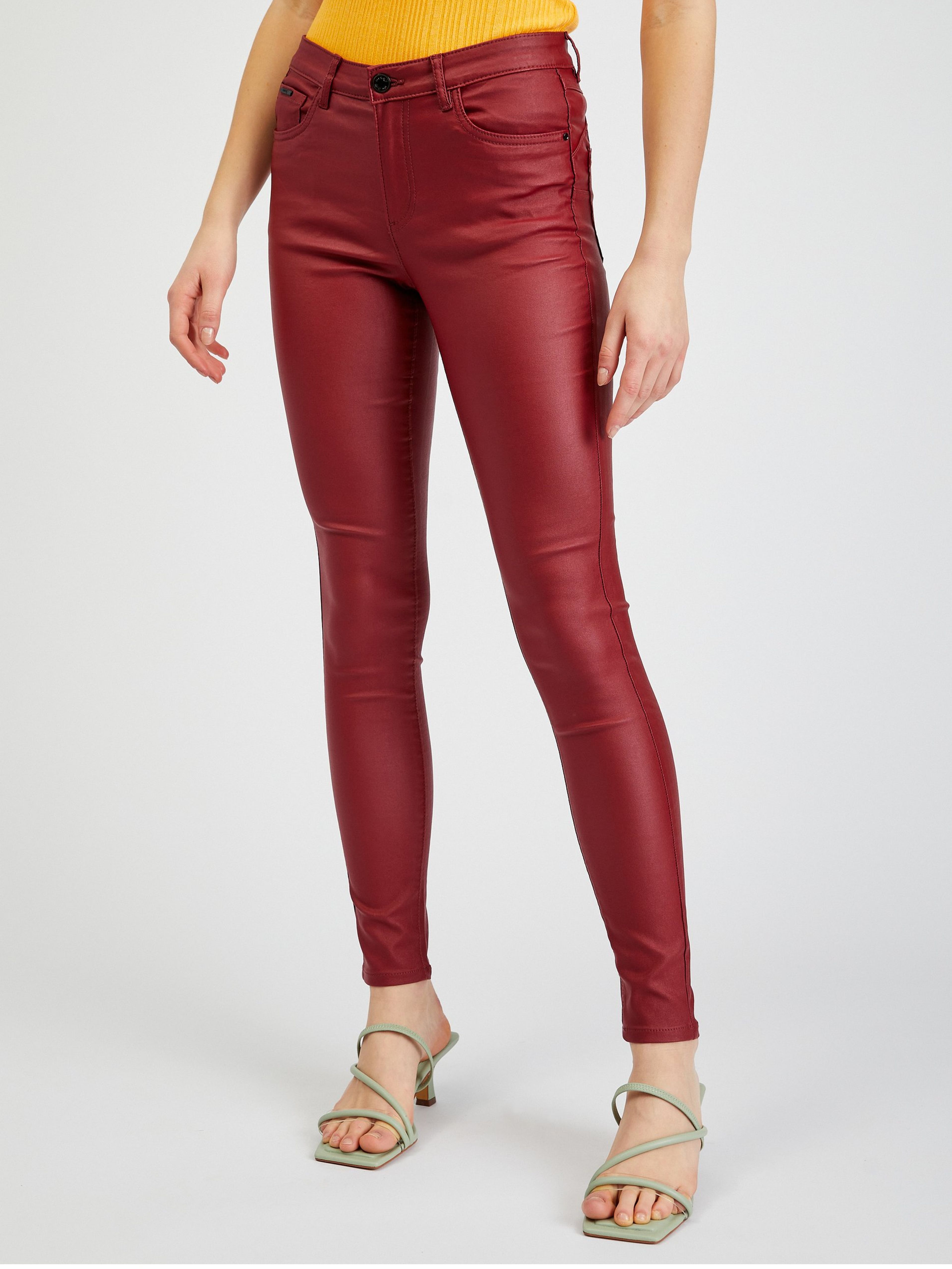 Burgunderfarbene Skinny Fit Hose für Damen ORSAY