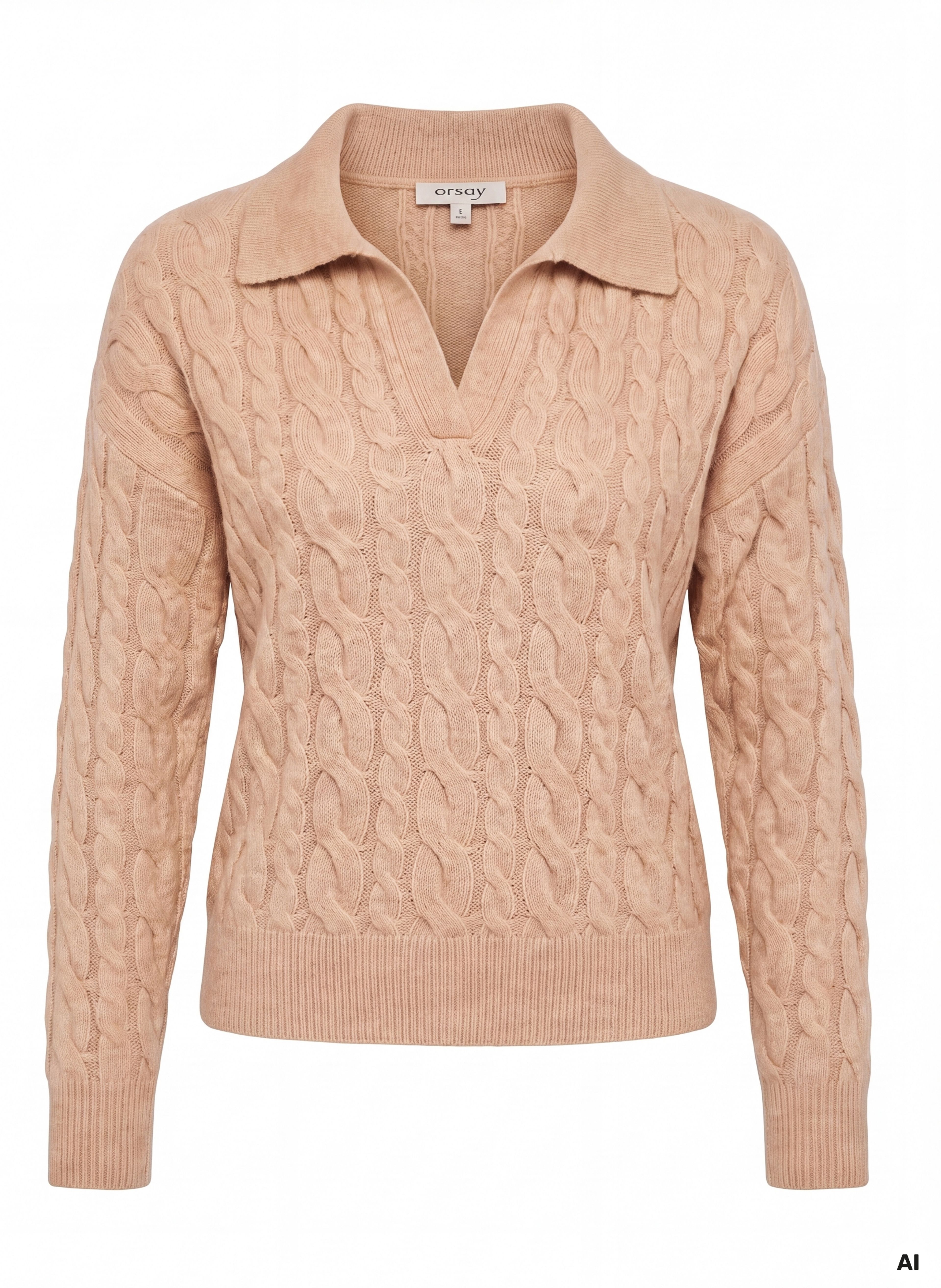 Beiger Damenpullover mit langen Ärmeln ORSAY - 006