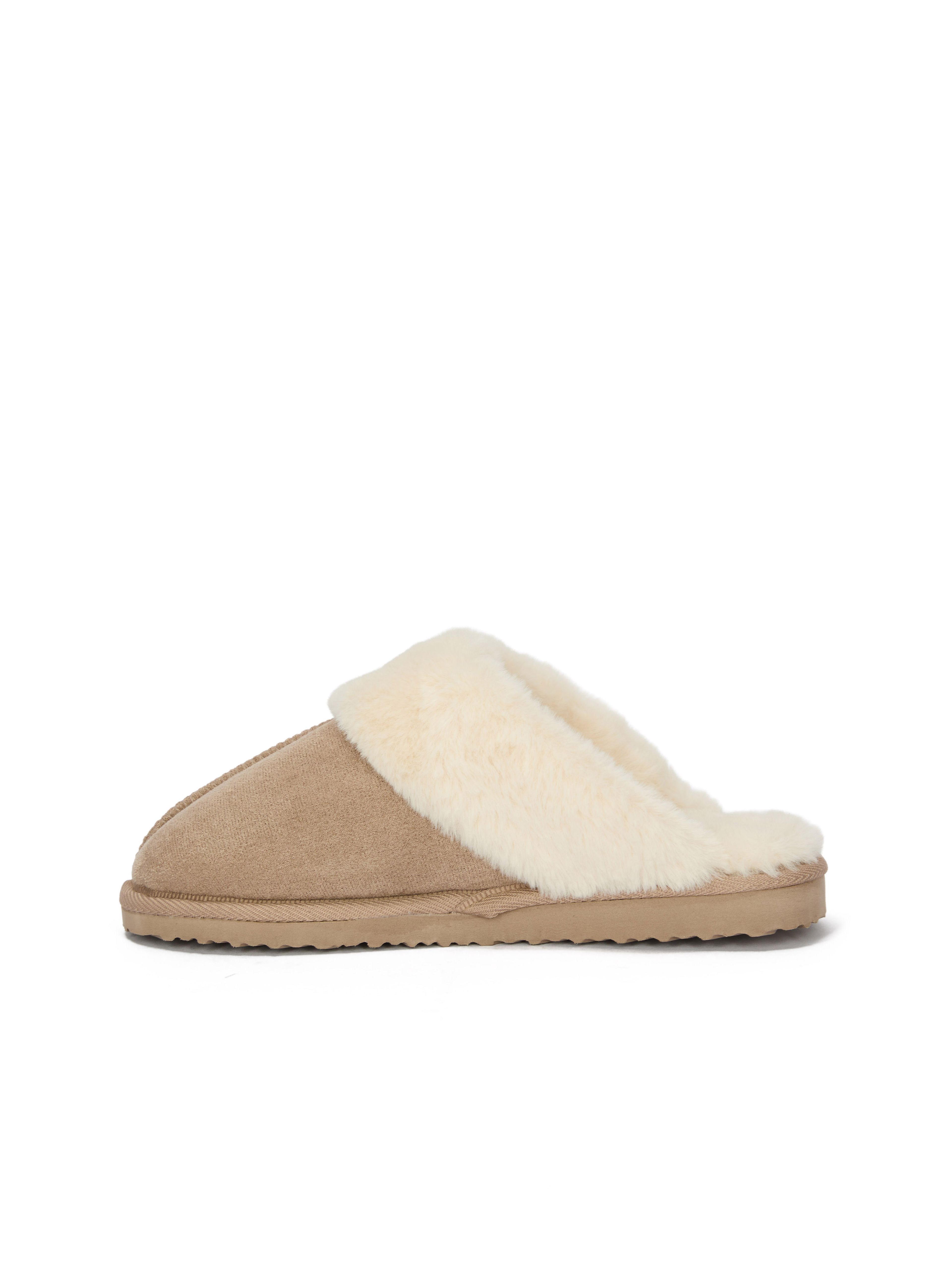 Beigefarbene Damen-Pantoffeln mit Fell ORSAY IMARA - 004