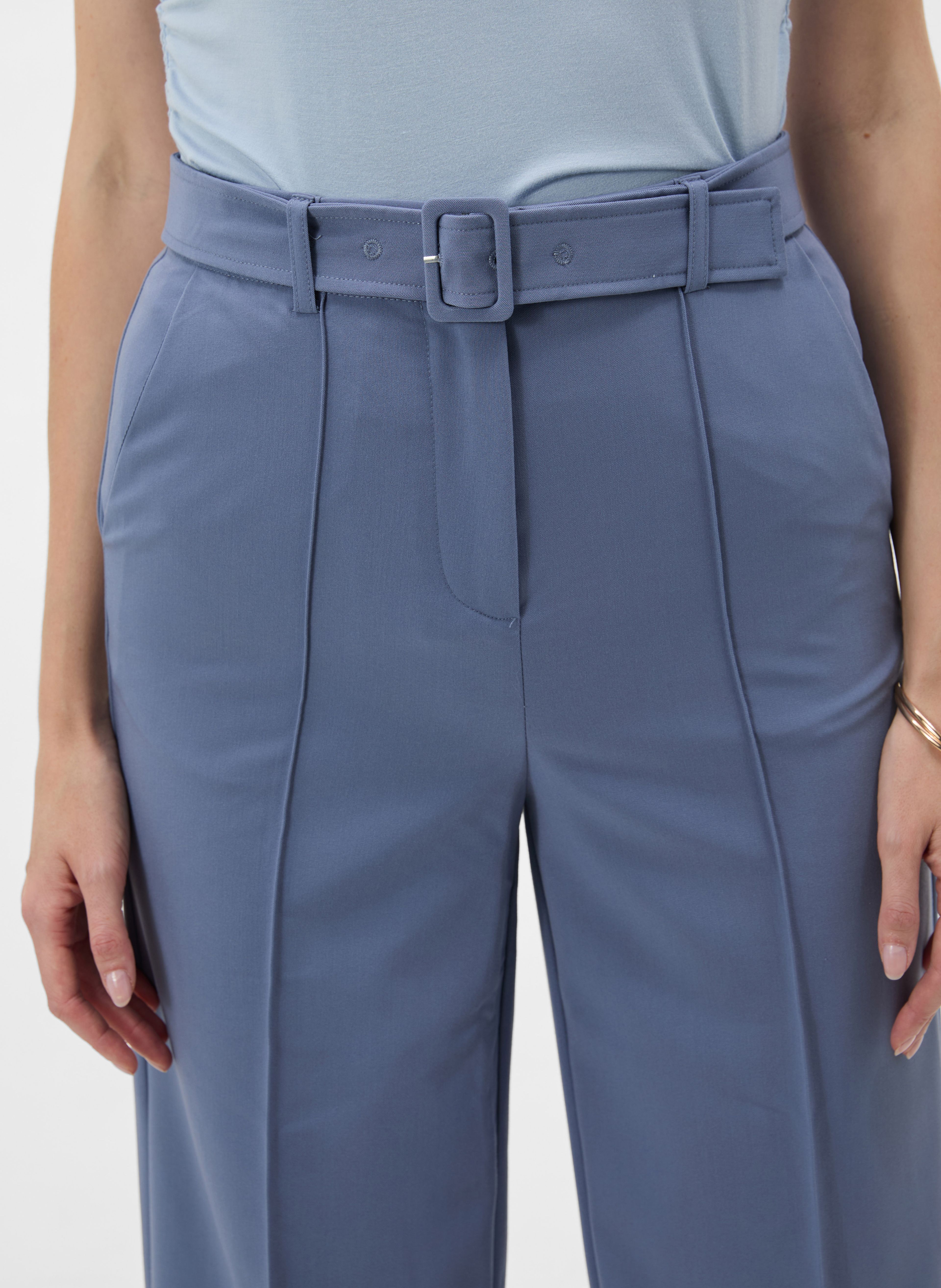 Blaue verkürzte Damenhose mit weitem Bein und hohem Bund ORSAY - 004