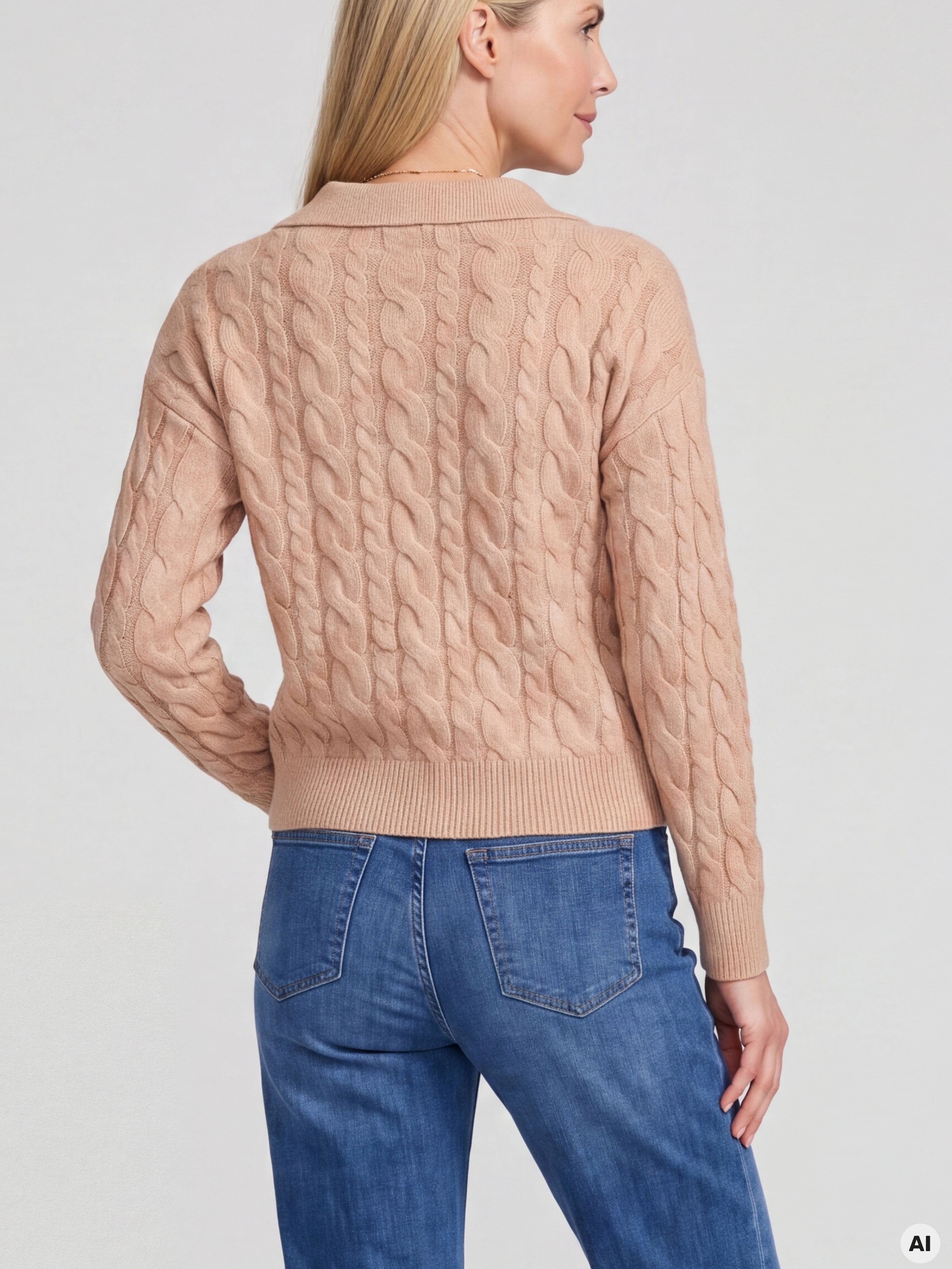 Beiger Damenpullover mit langen Ärmeln ORSAY - 004