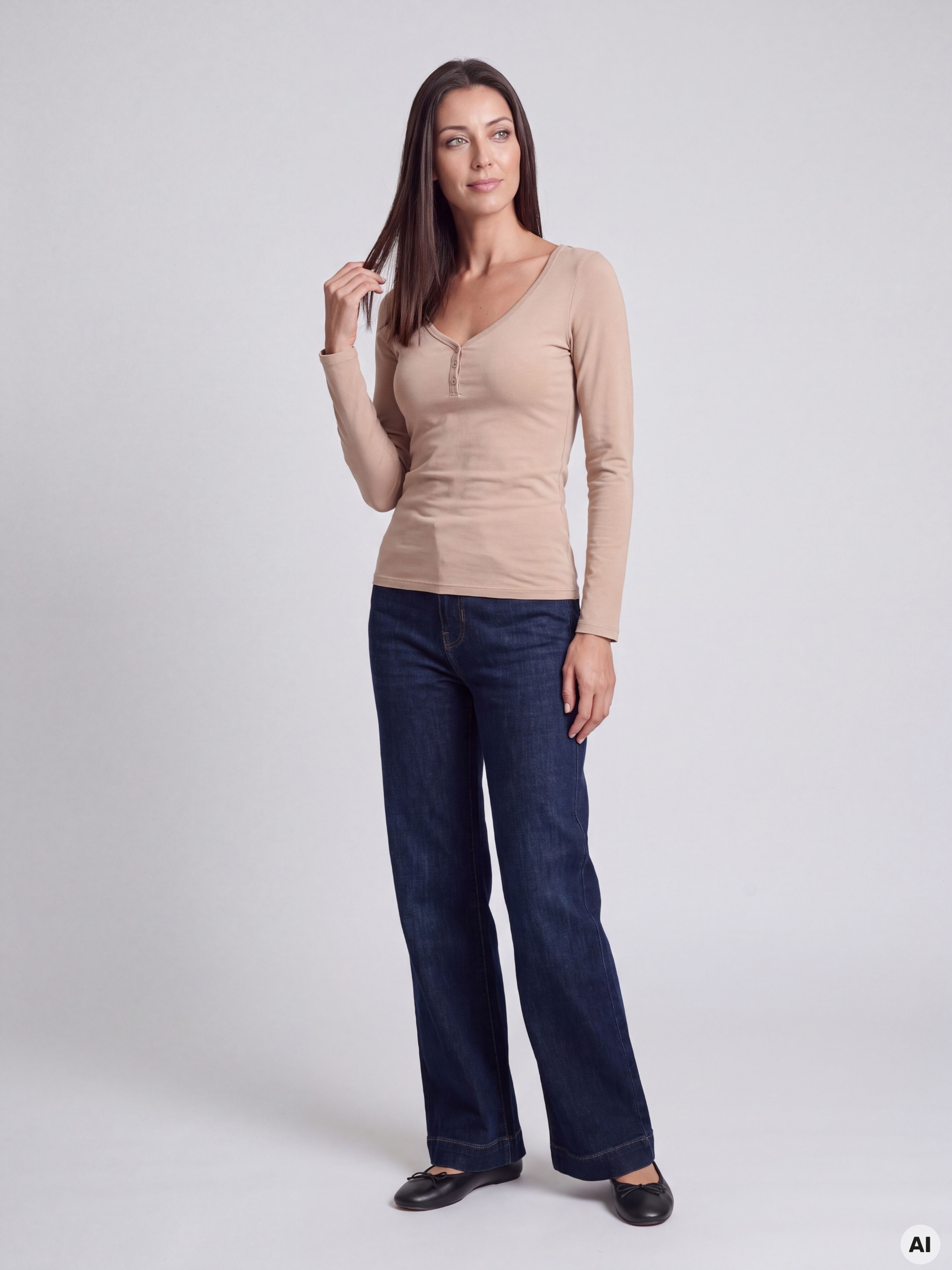 Beiges Damen-Langarmshirt ORSAY - 001