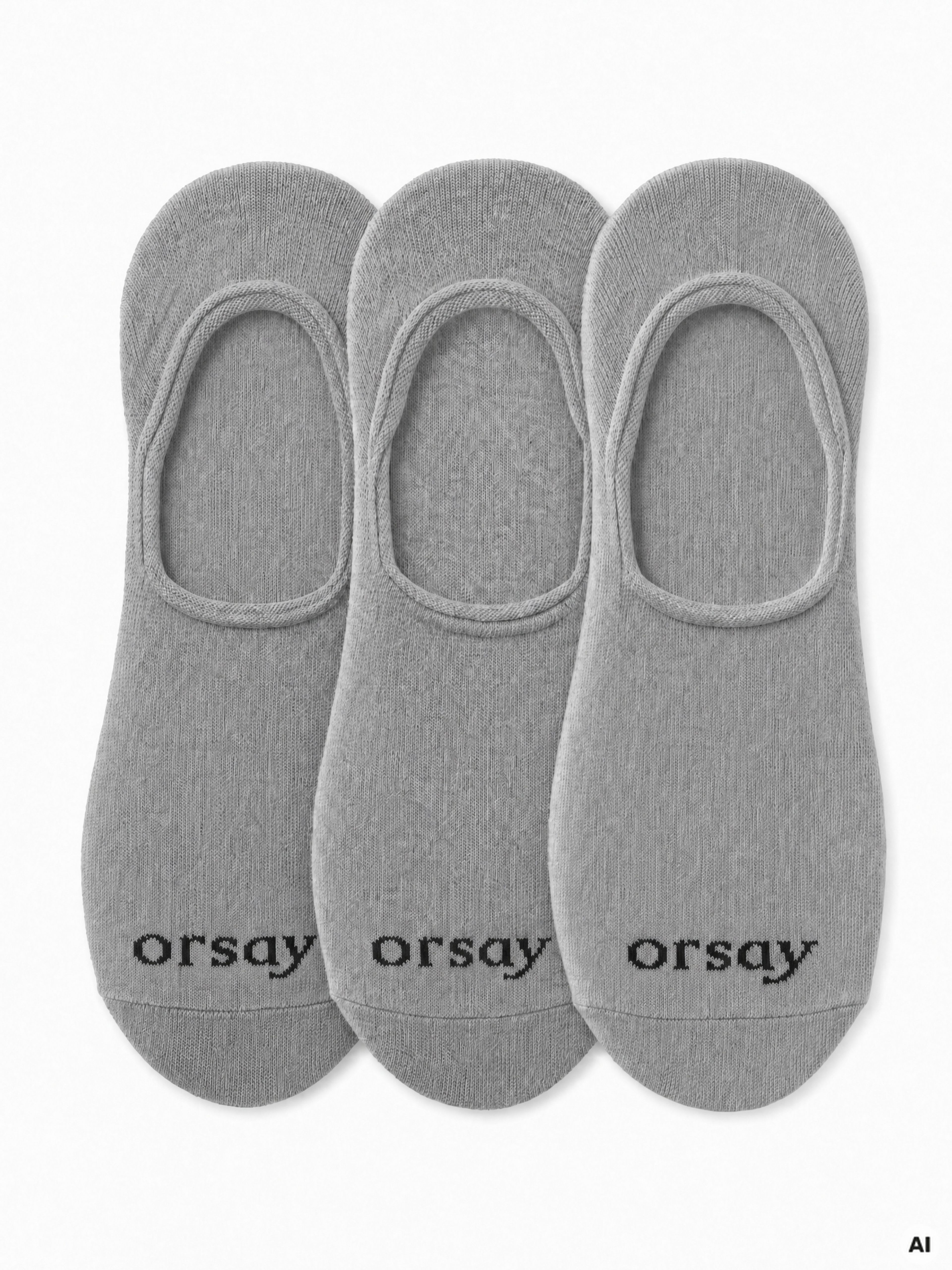 Graue Damen-Füßlinge 3er-Pack ORSAY - 001