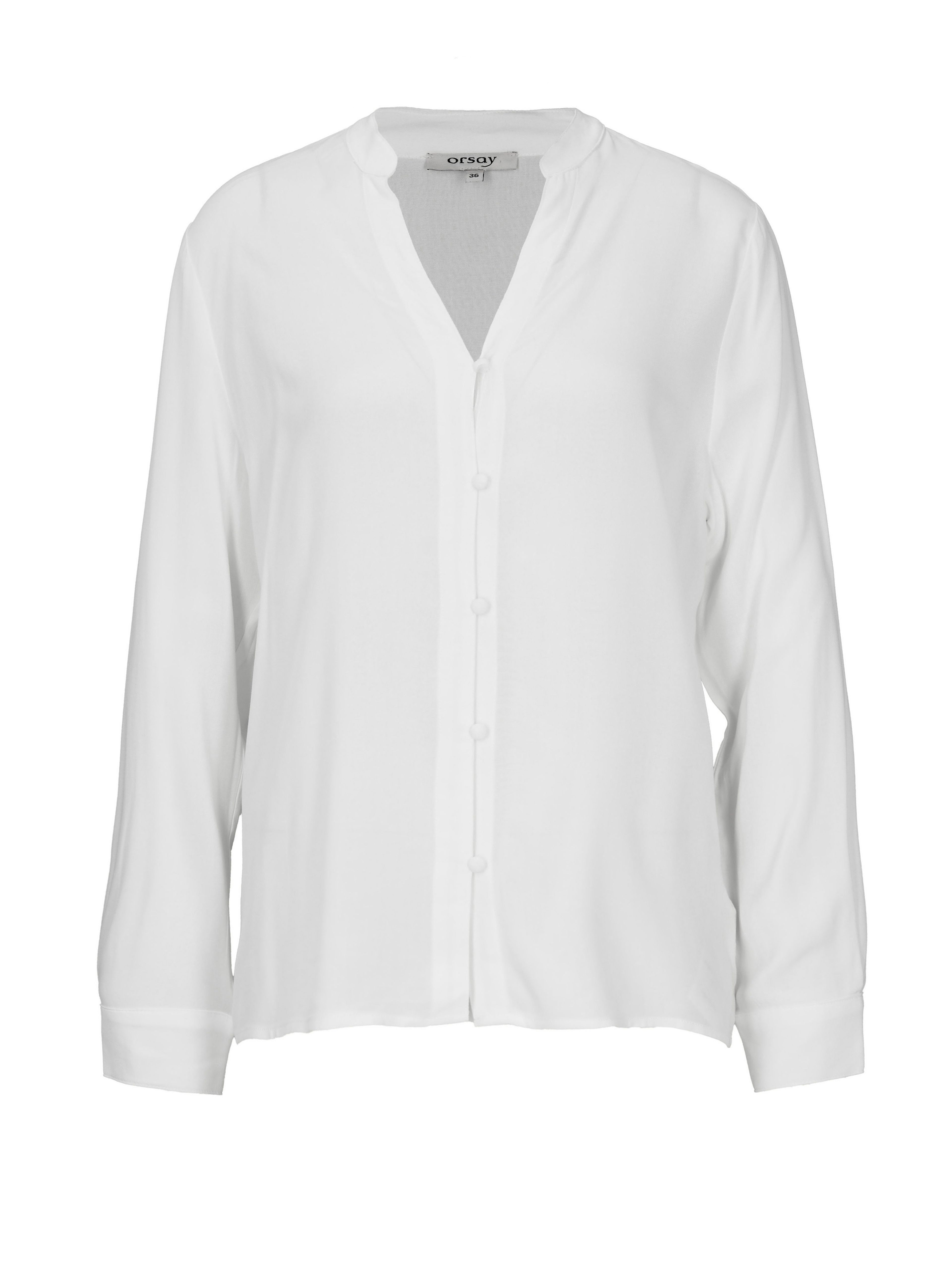 Biela dámska blúzka s golierom a dlhým rukávom ORSAY - 005