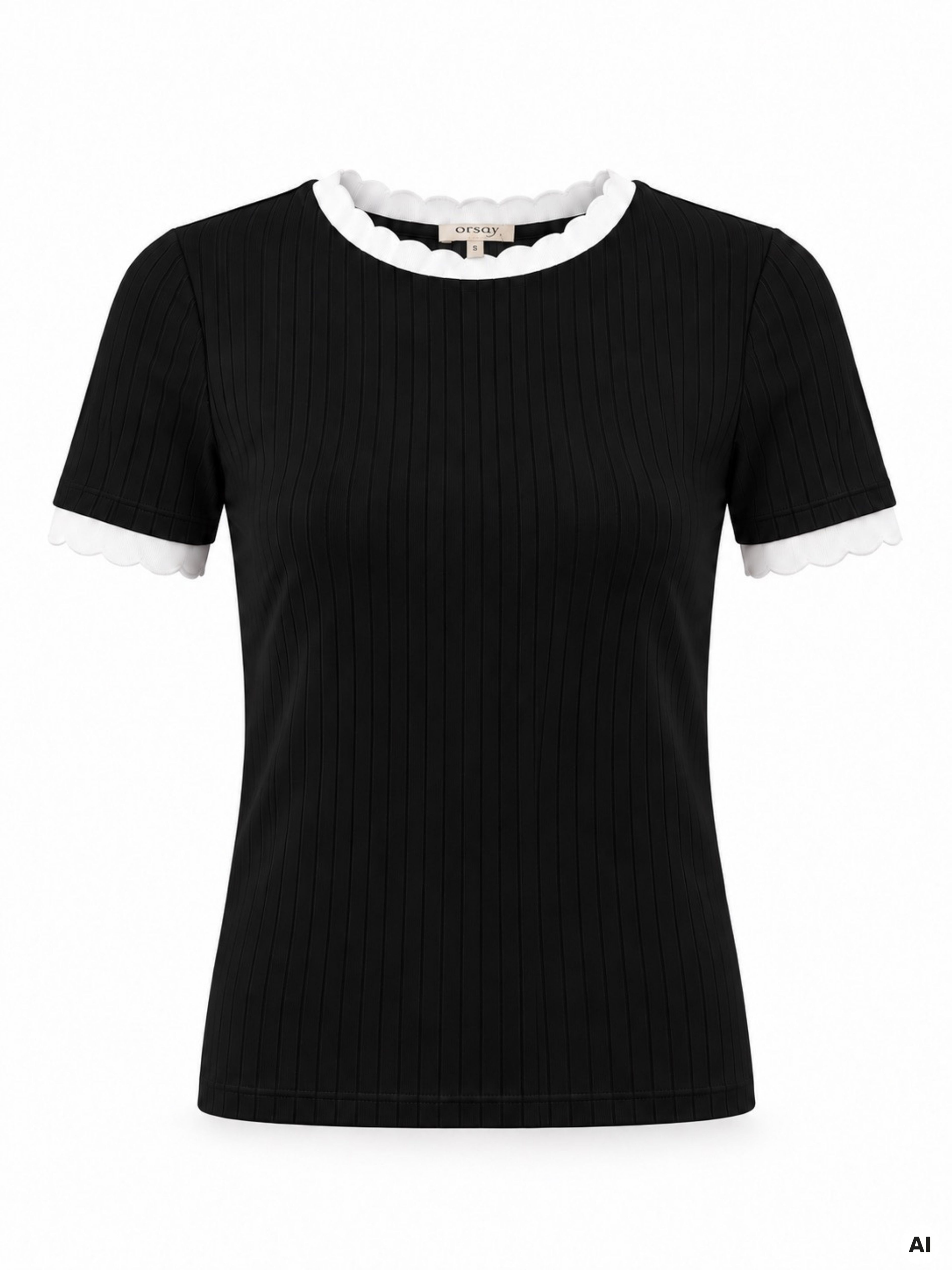 Tricou pentru femei negru cu mâneci scurte ORSAY - 005