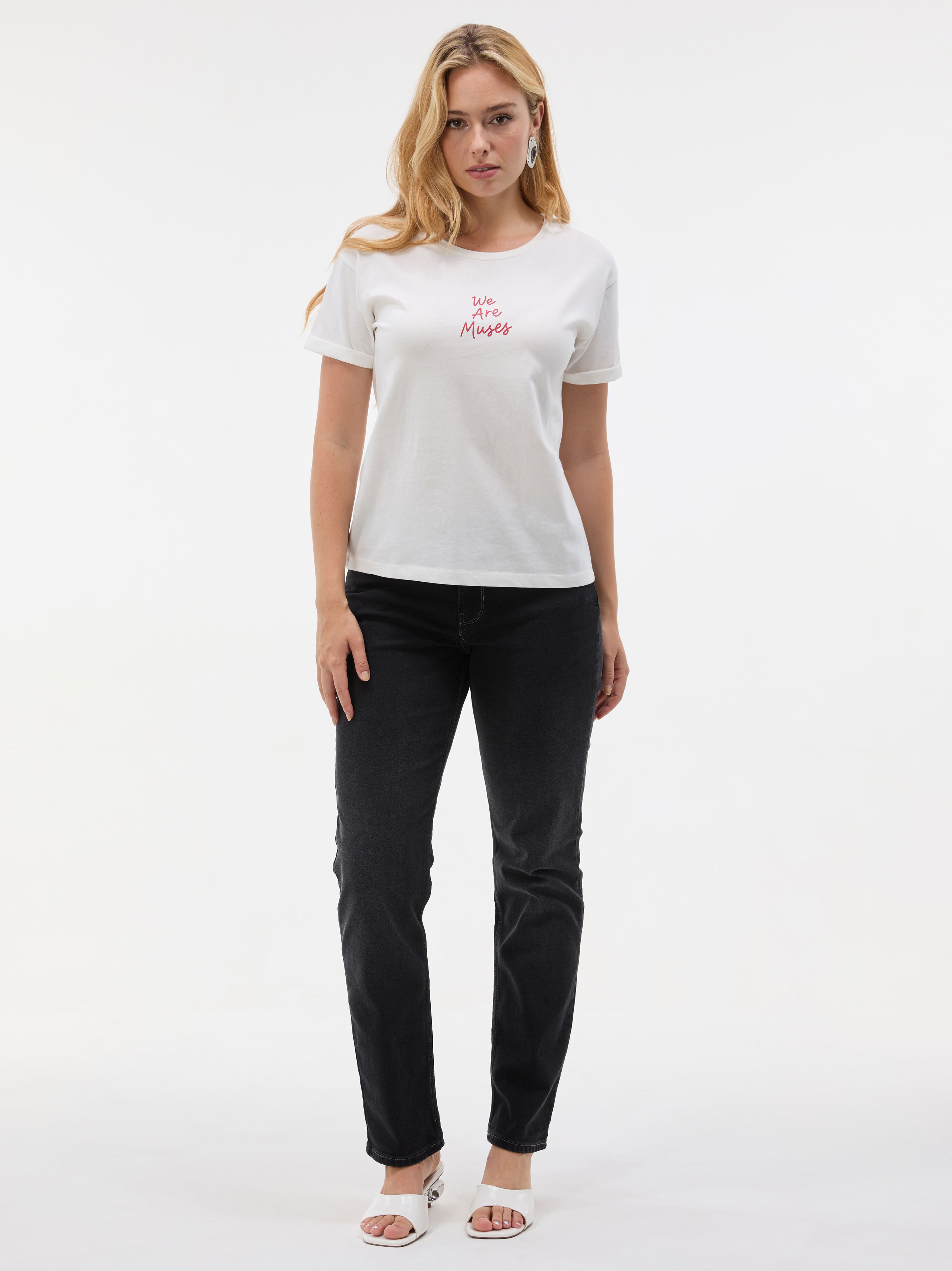Biały damski t-shirt z krótkim rękawem ORSAY - 003