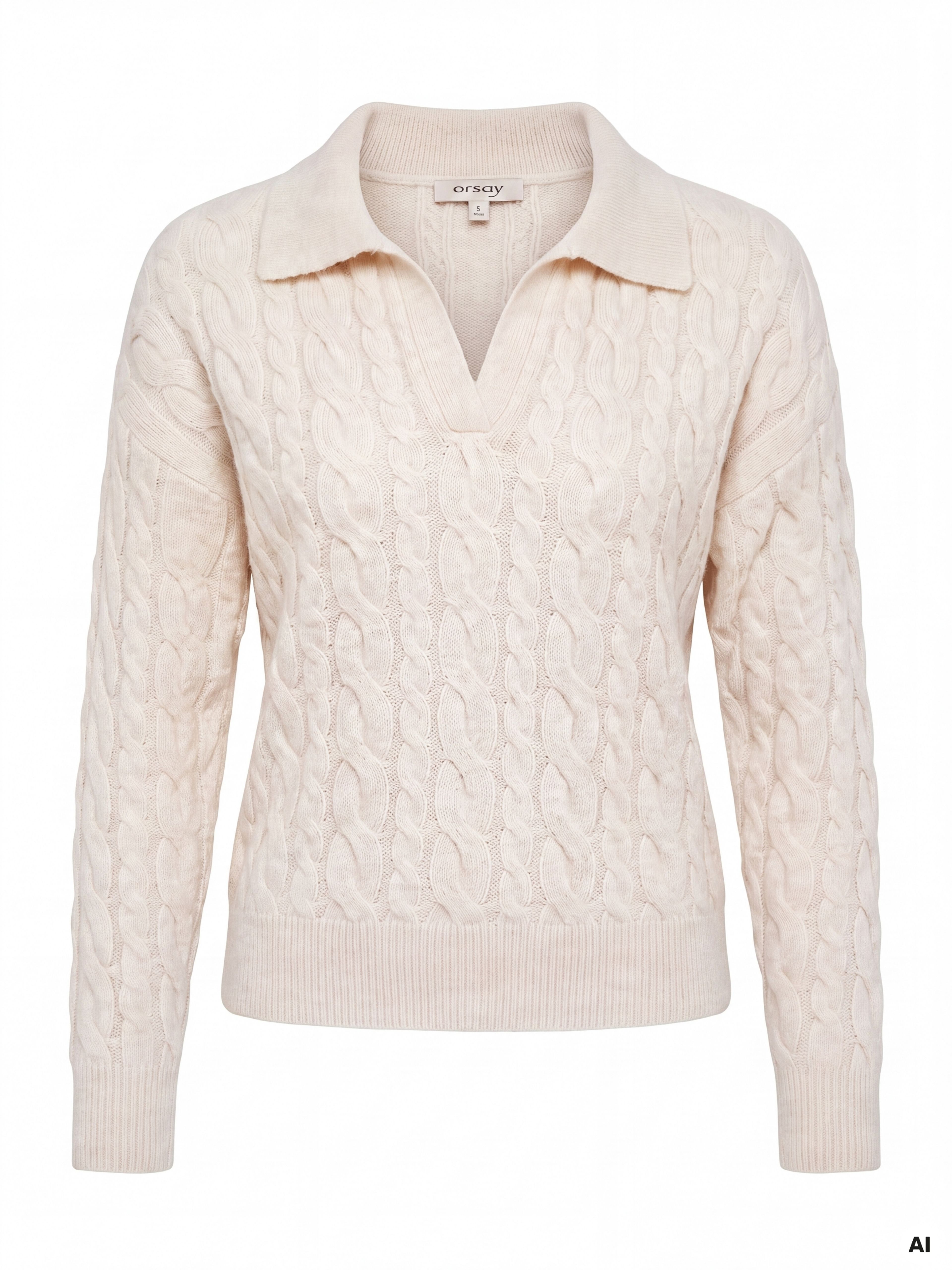 Cremefarbener Damenpullover mit langen Ärmeln ORSAY - 006