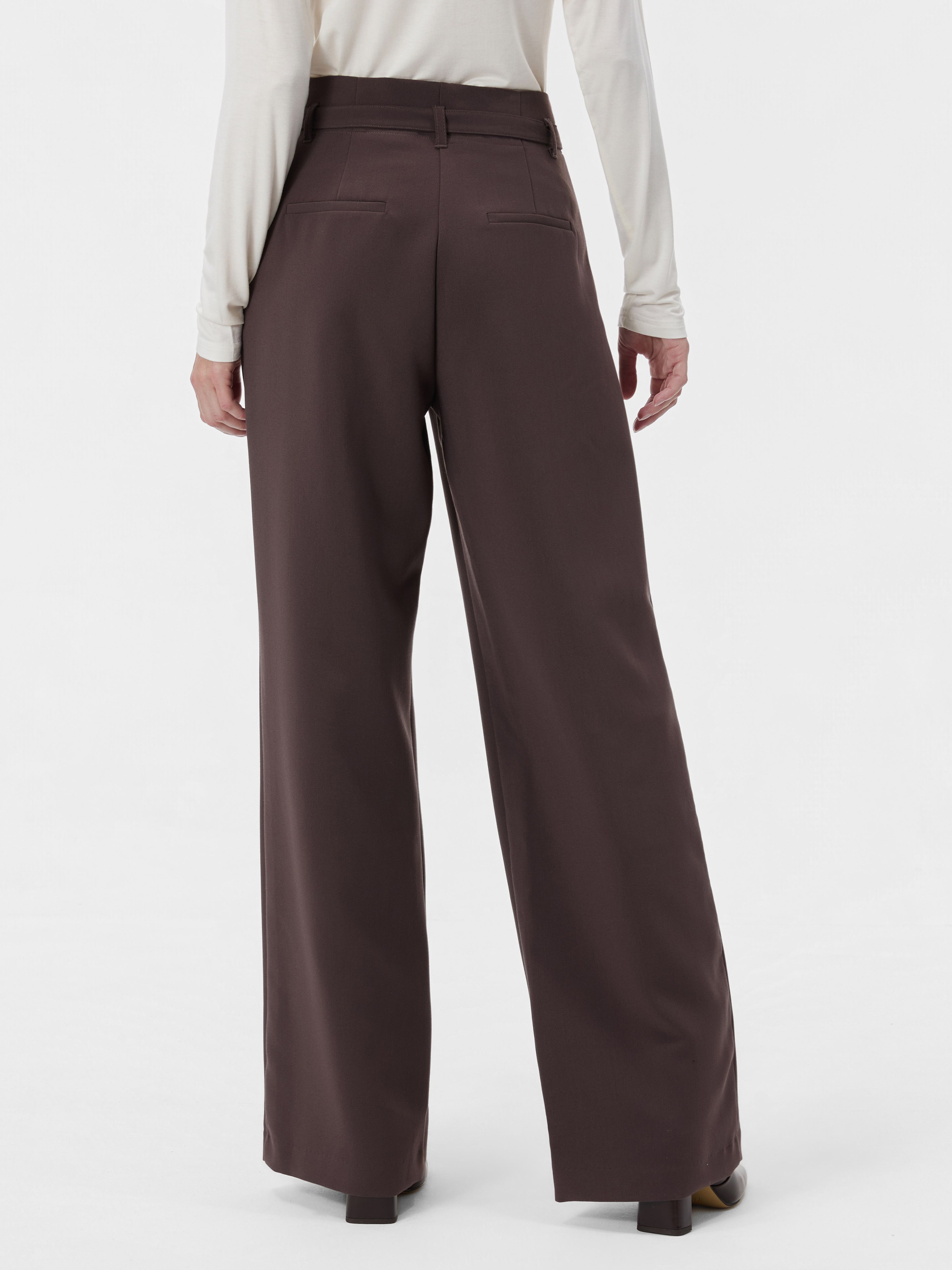 Brązowe damskie spodnie wide leg z wysokim stanem ORSAY - 002