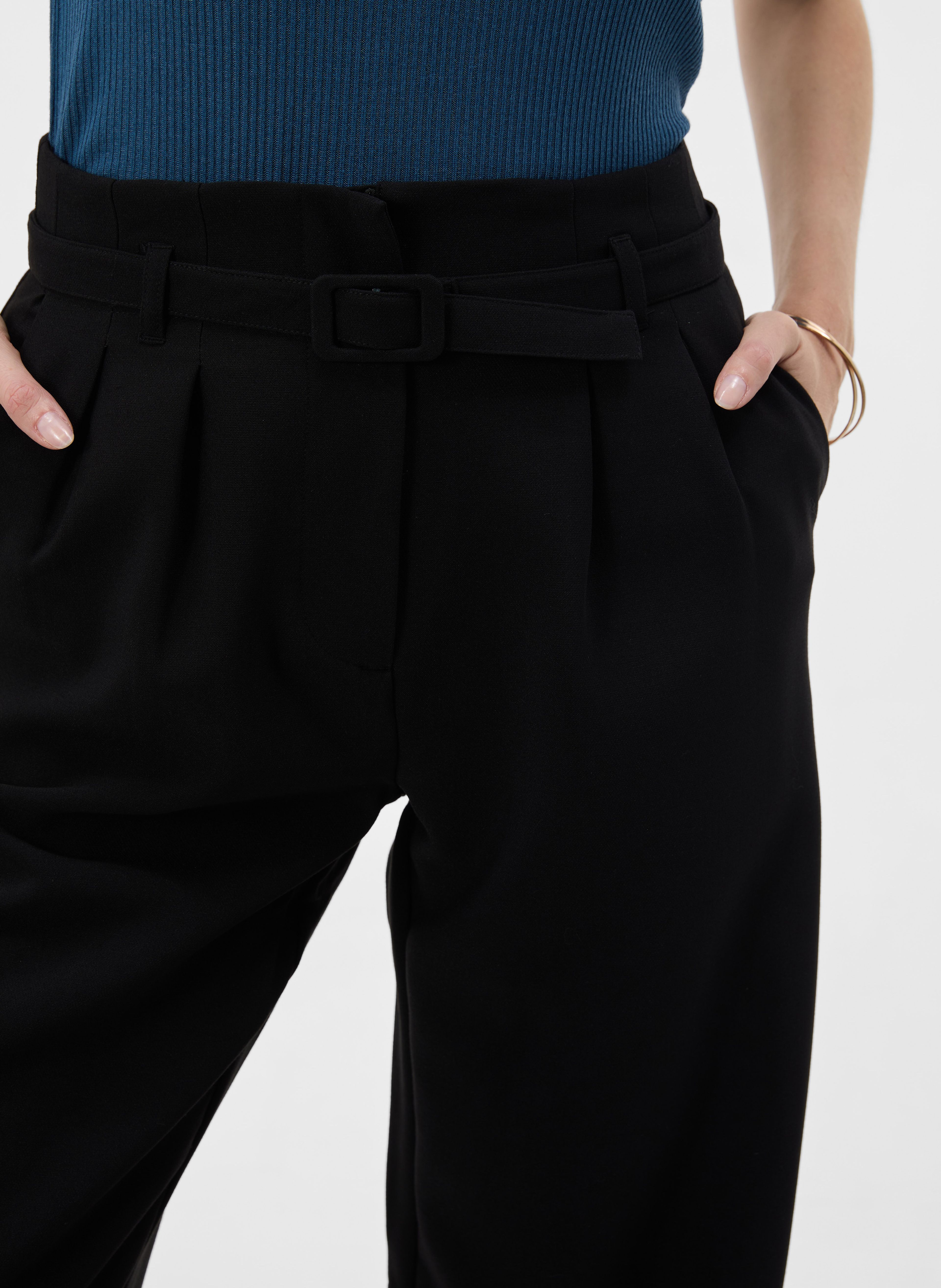 Schwarze Damenhose mit weitem Bein und hohem Bund ORSAY - 004