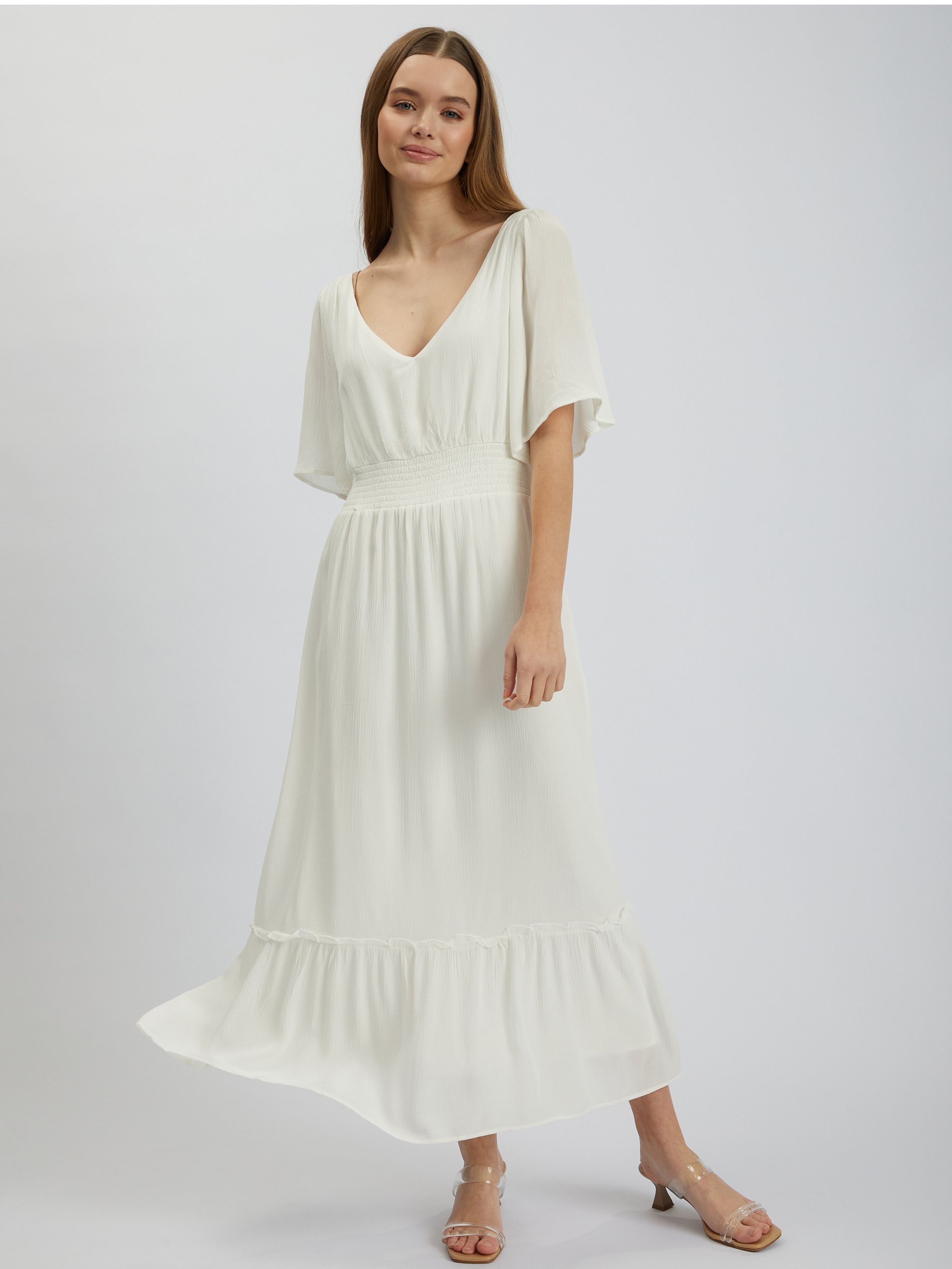 Rochie maxi damă crem ORSAY