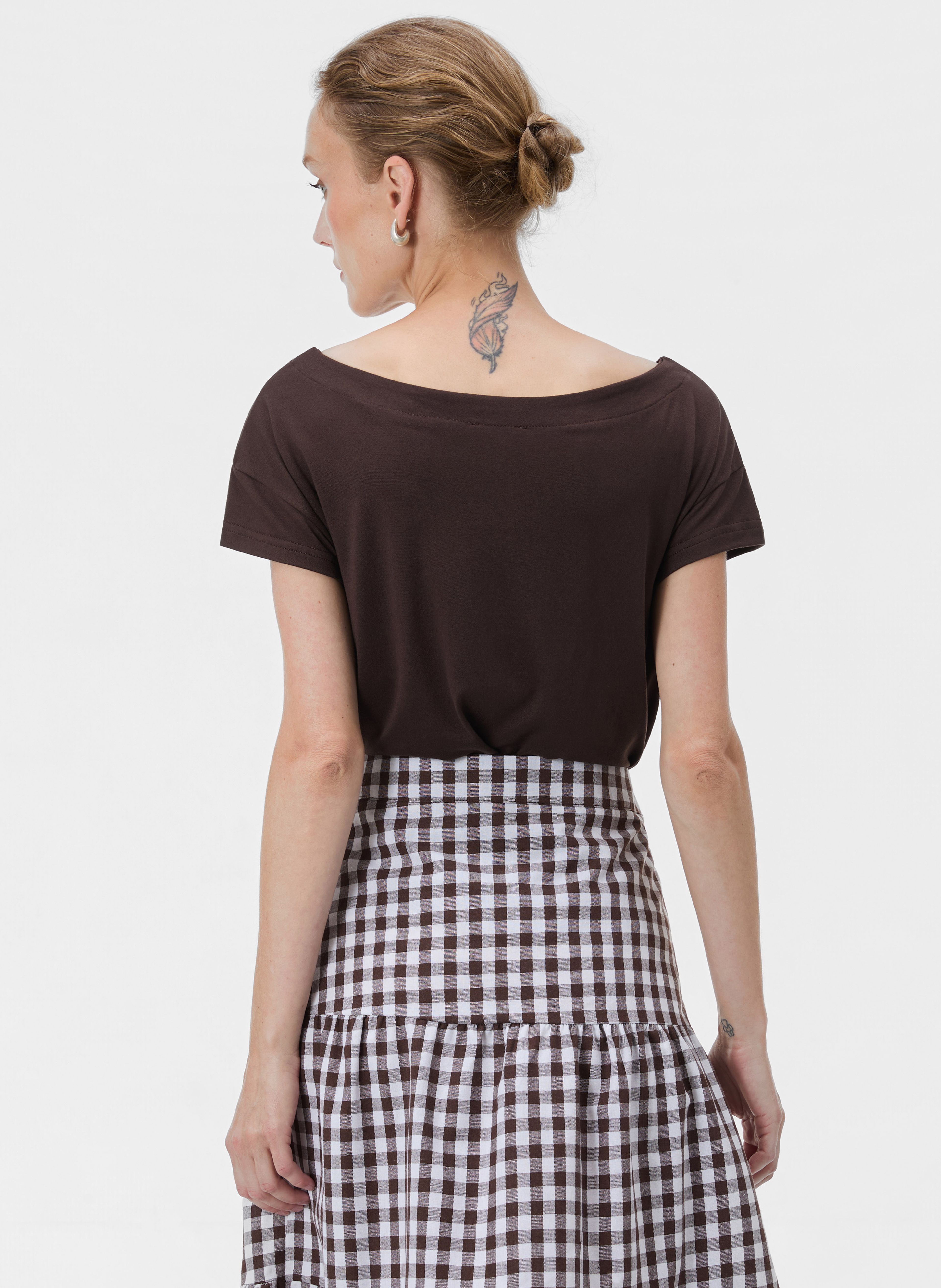 Brązowy damski T-shirt z krótkim rękawem ORSAY - 002