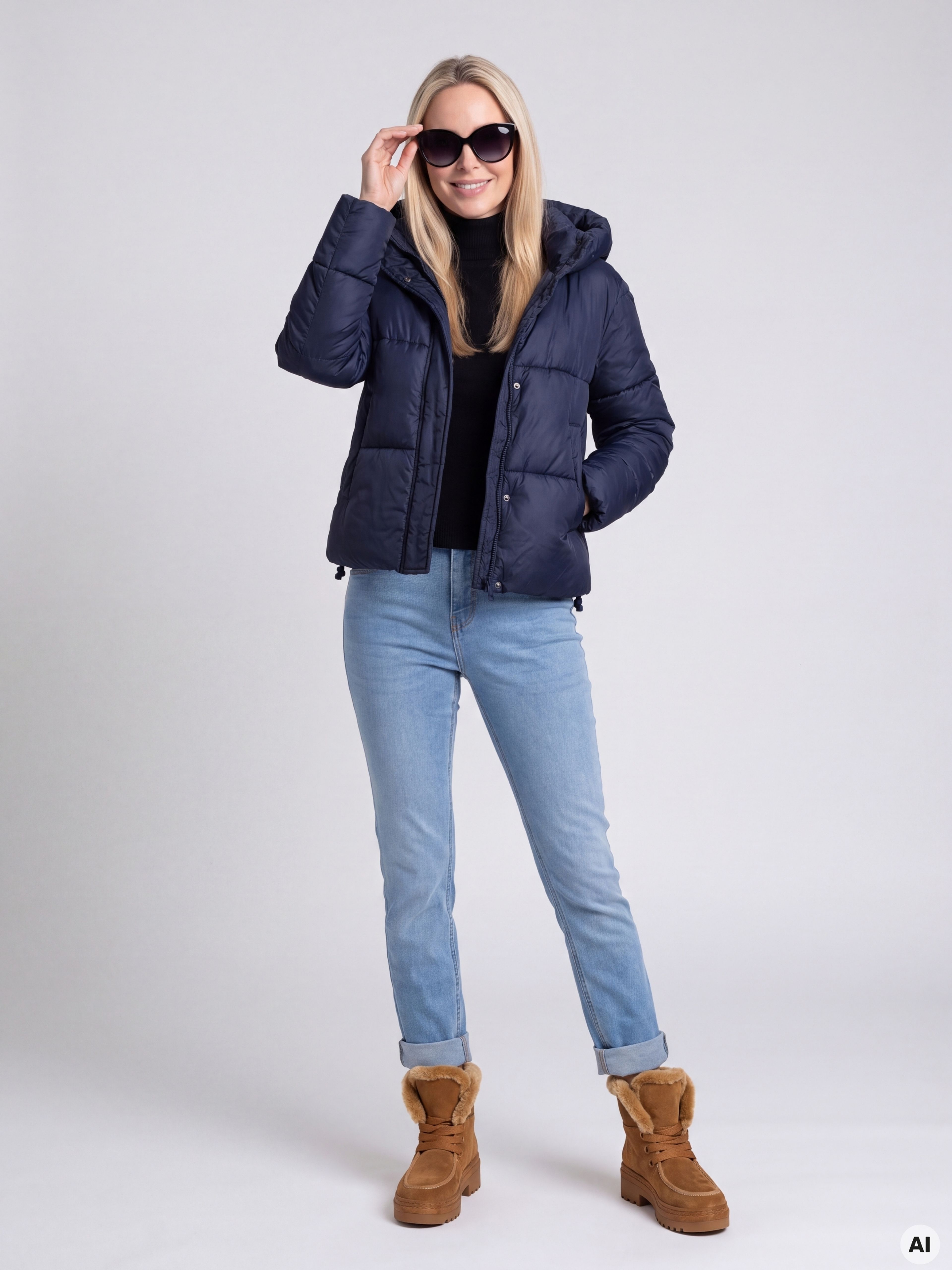 Dunkelblaue Damen-Winterjacke ORSAY - 001