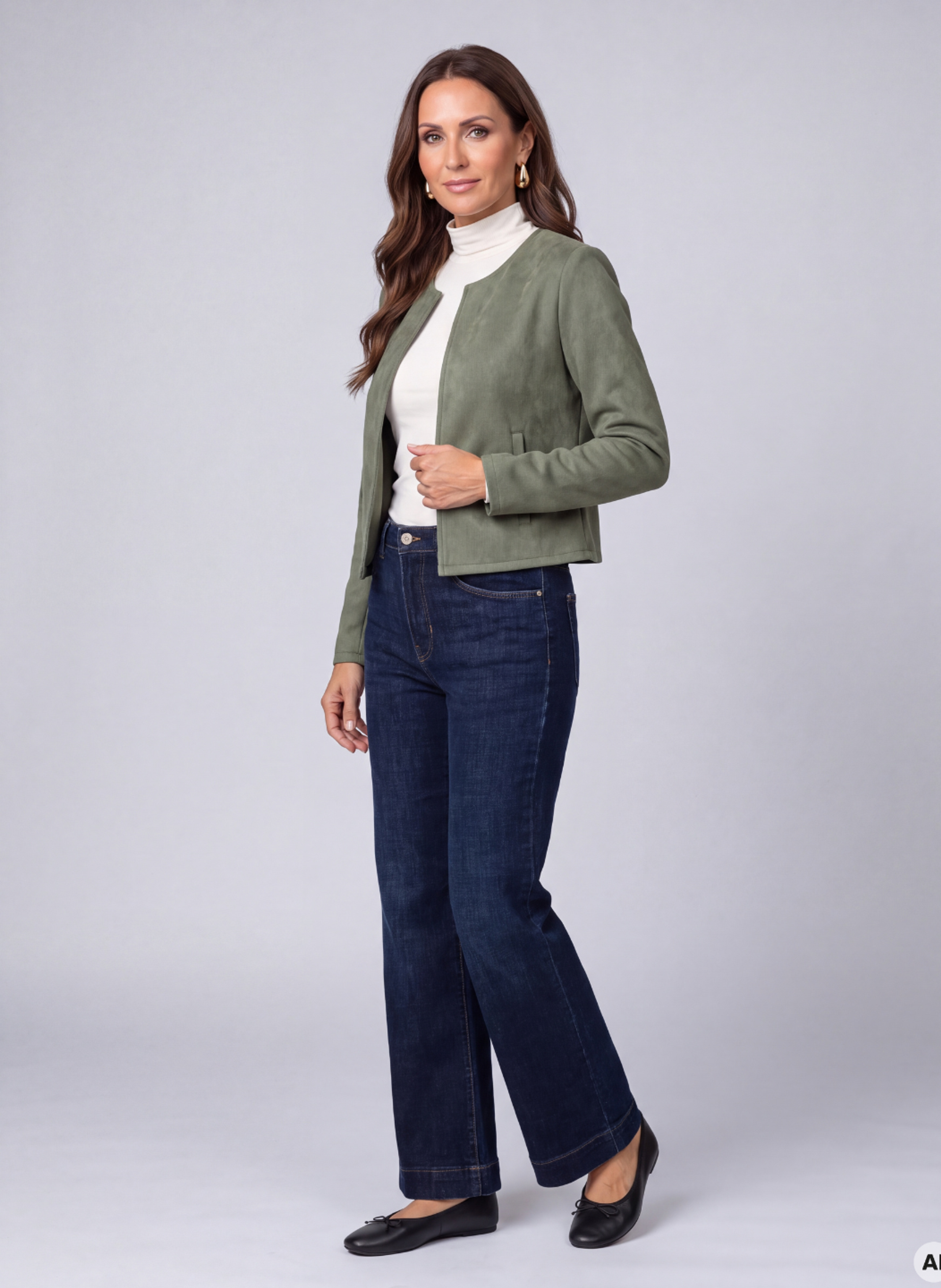 Khakifarbenes Damen-Bolero mit langen Ärmeln ORSAY - 004