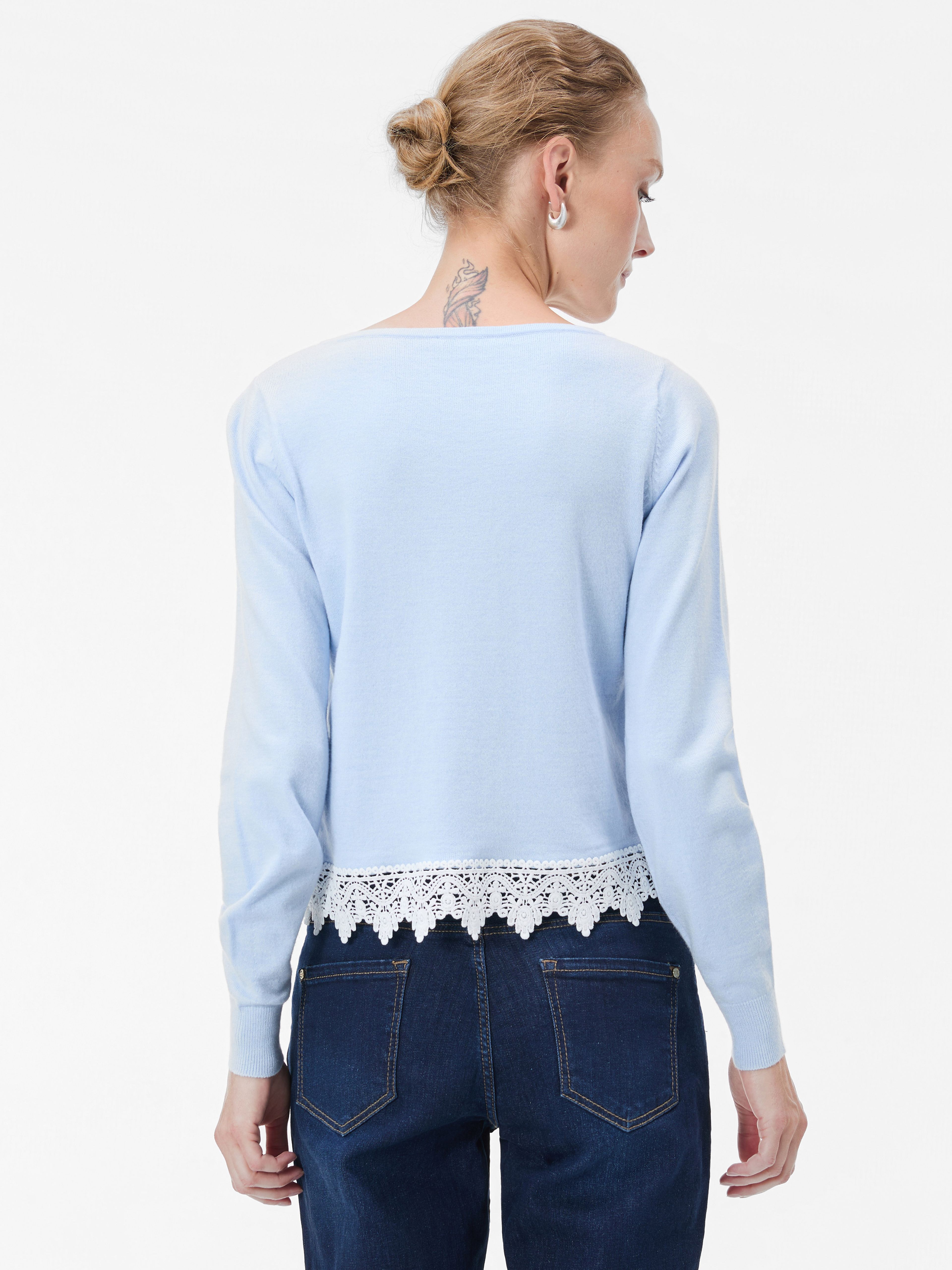 Hellblauer Damenpullover mit langen Ärmeln ORSAY - 005