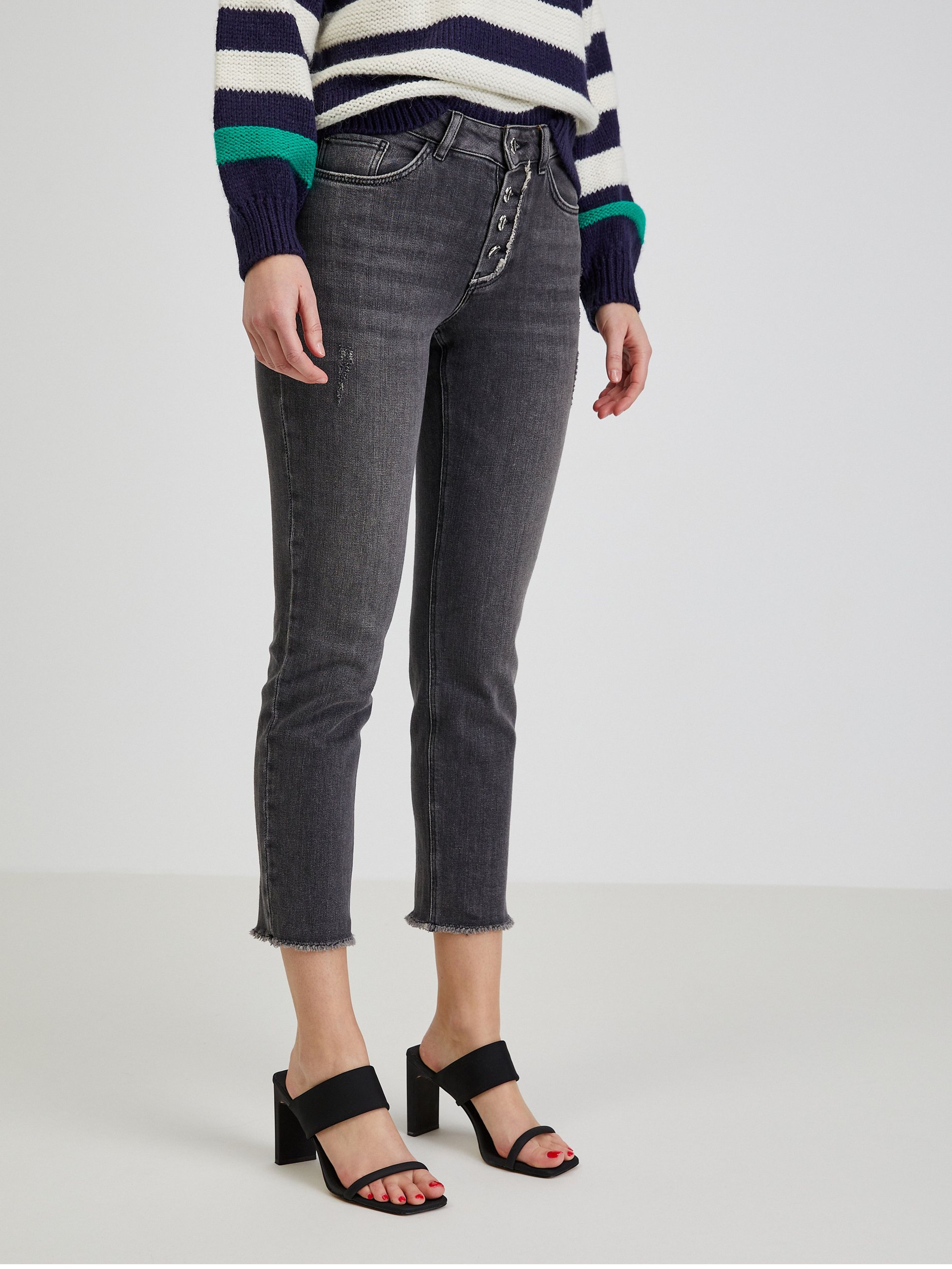 Ciemnoszare jeansy damskie slim fit ORSAY