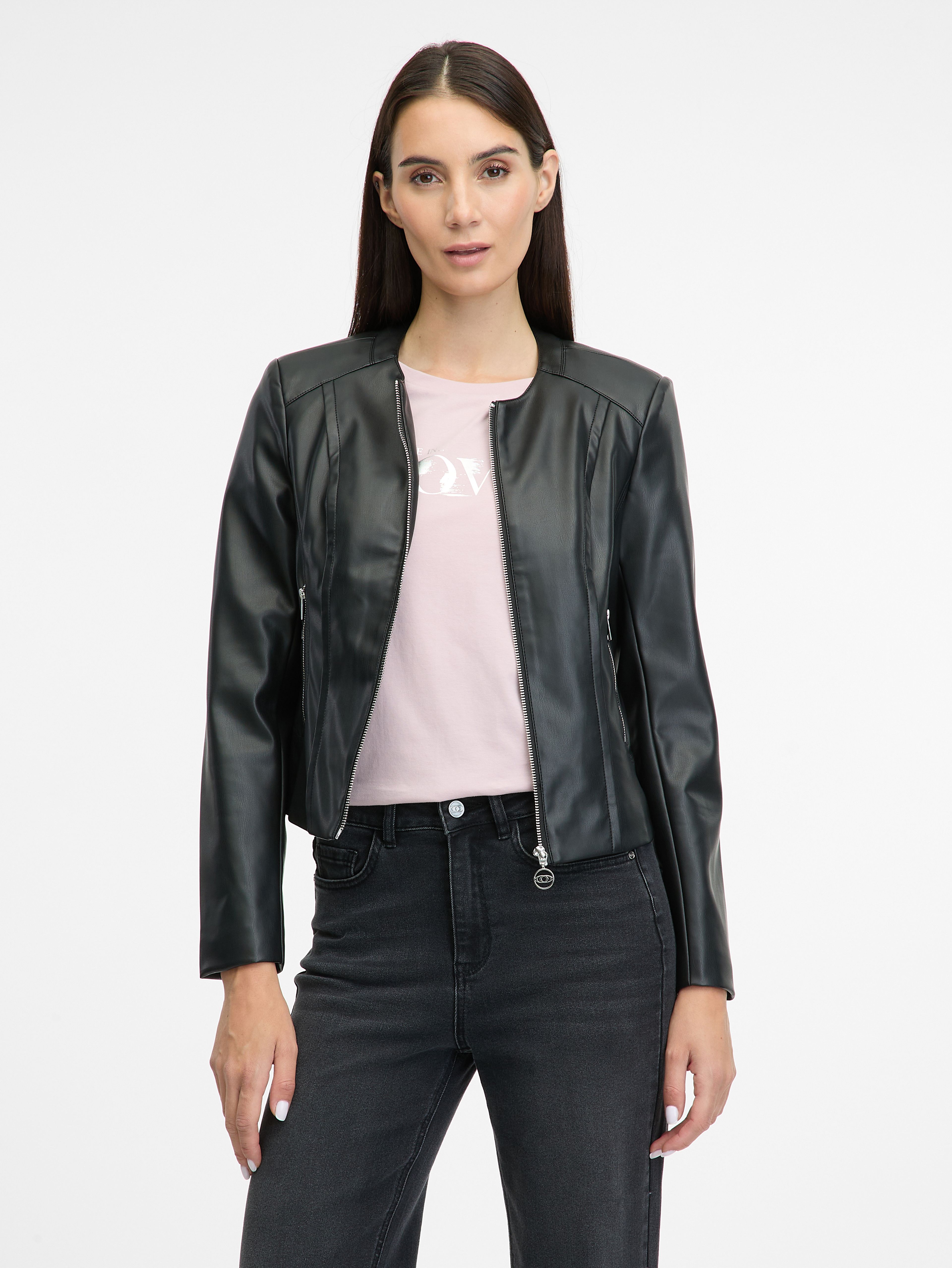 Schwarze Damen Lederjacke ORSAY