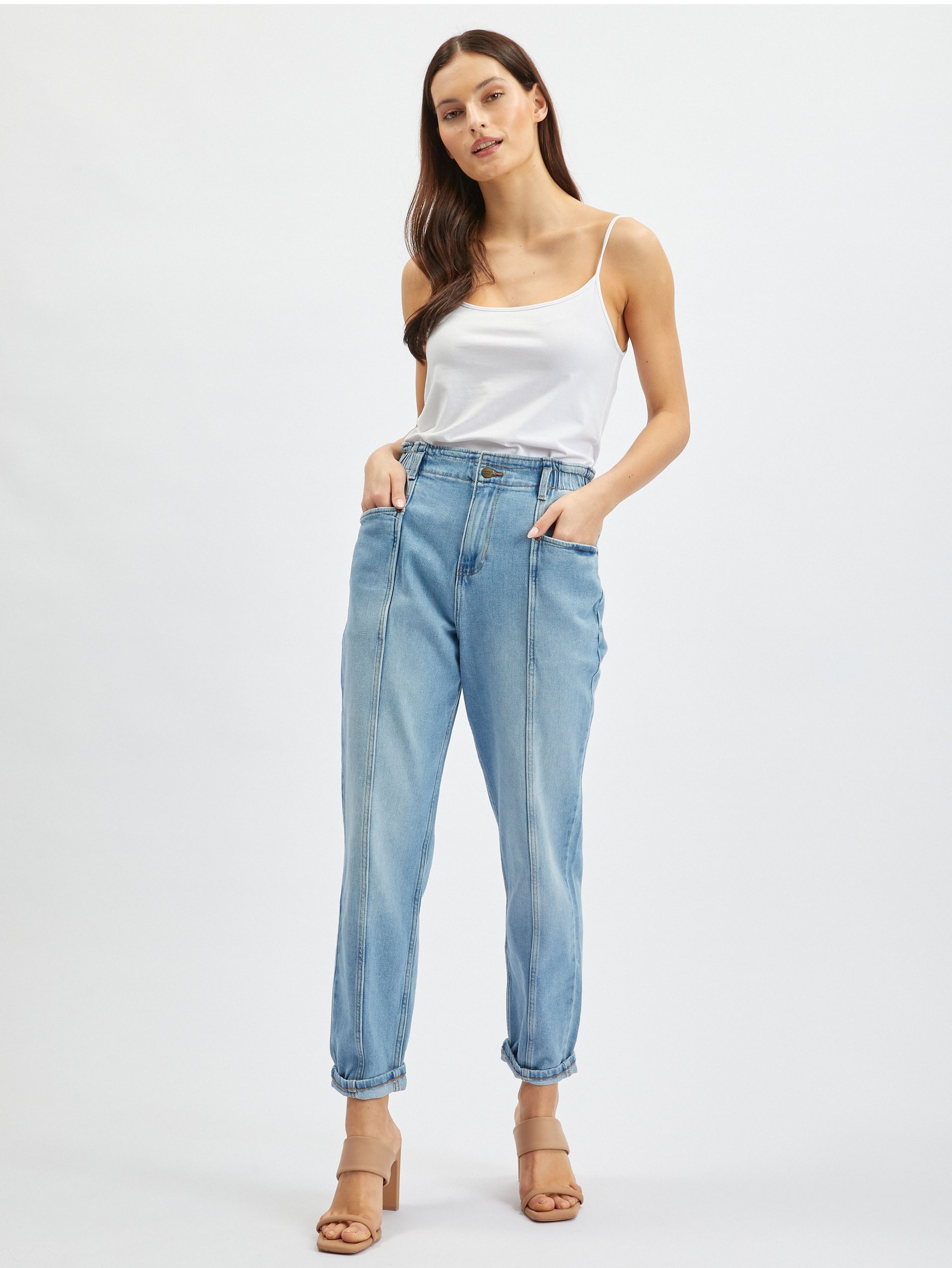Blugi boyfriend de damă albastru deschis ORSAY