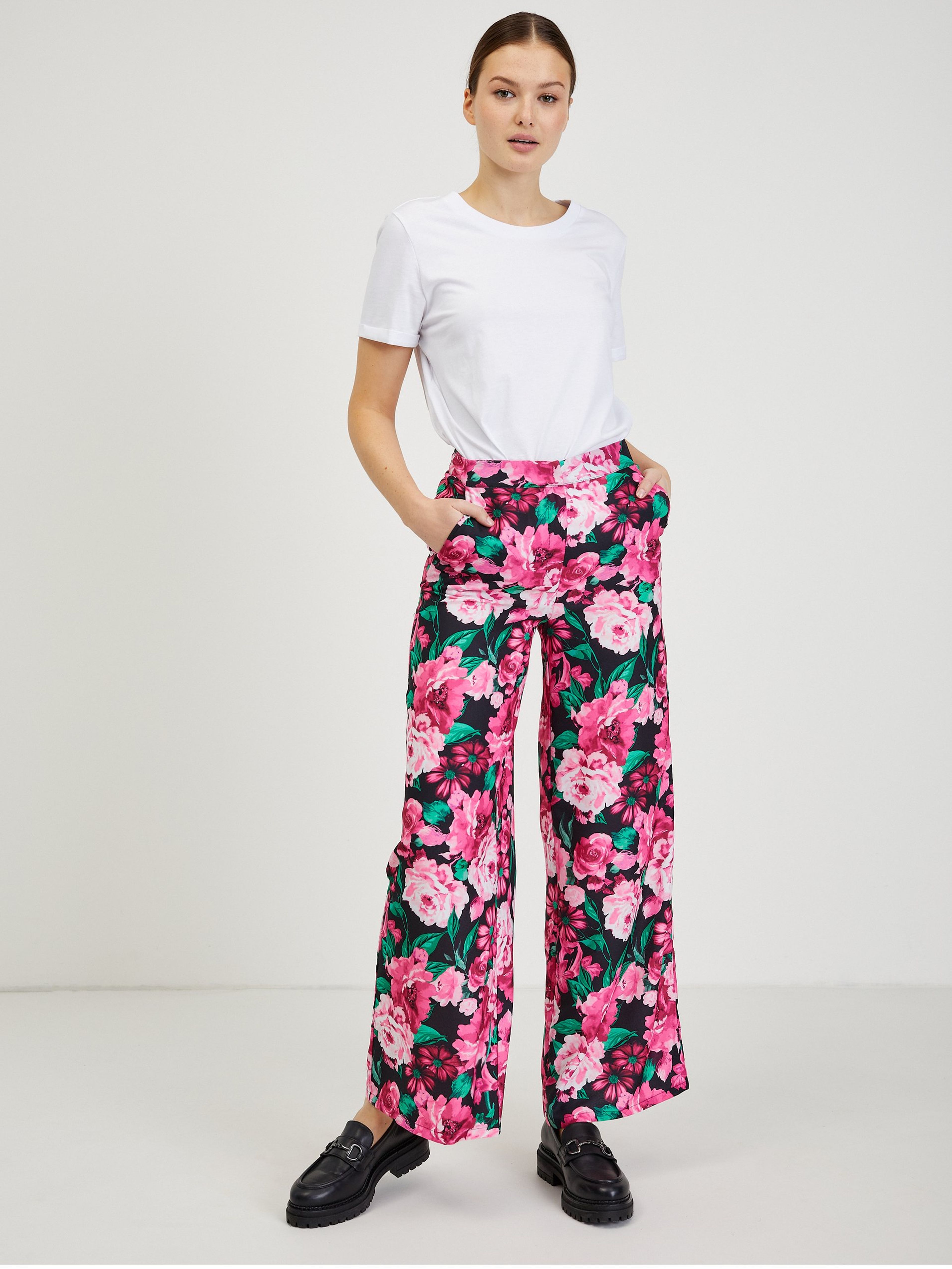Rosafarbene Damen Blumenhose ORSAY