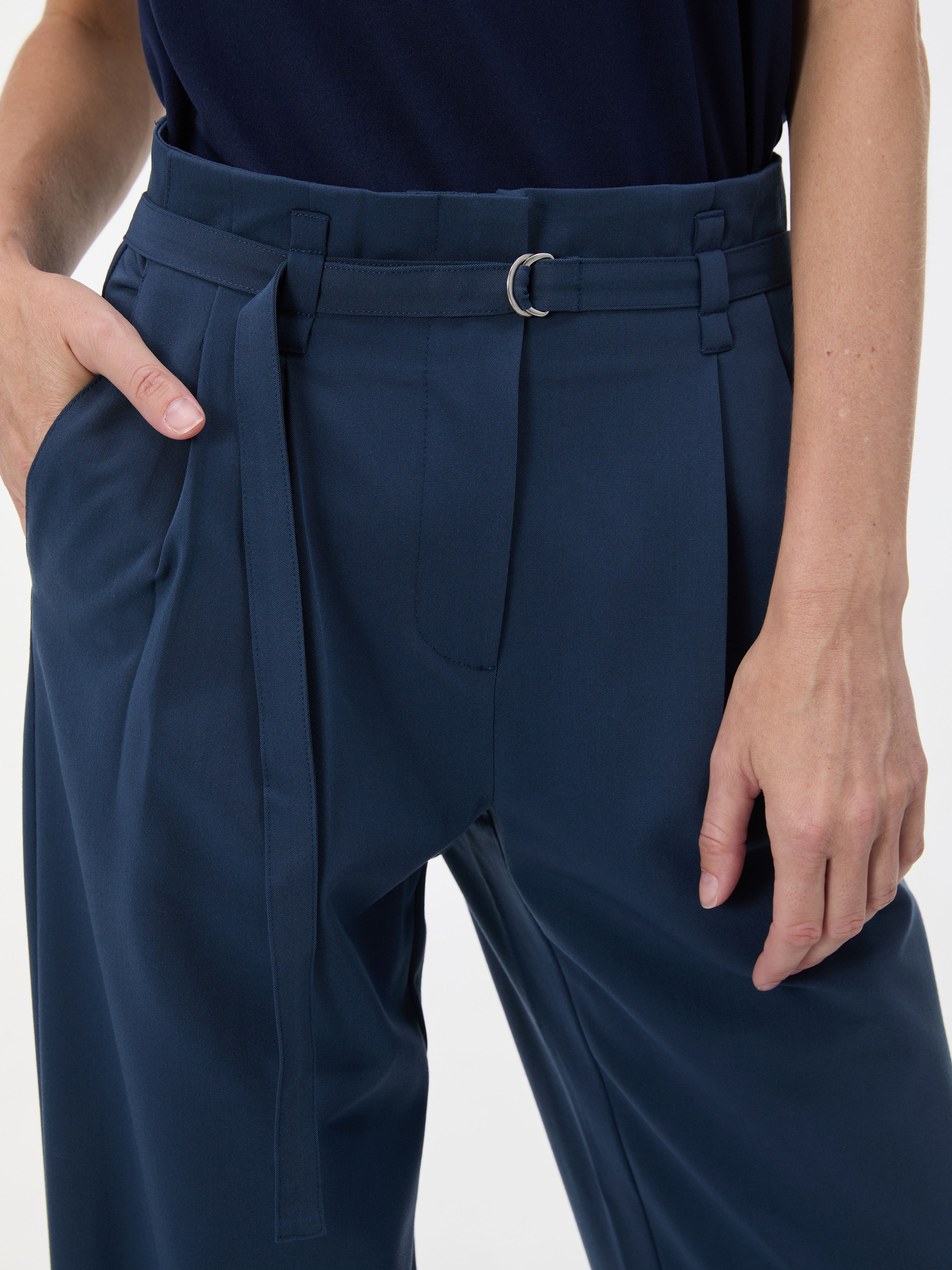 Blaue Damen-Wide-Leg-Hose mit hohem Bund ORSAY - 005