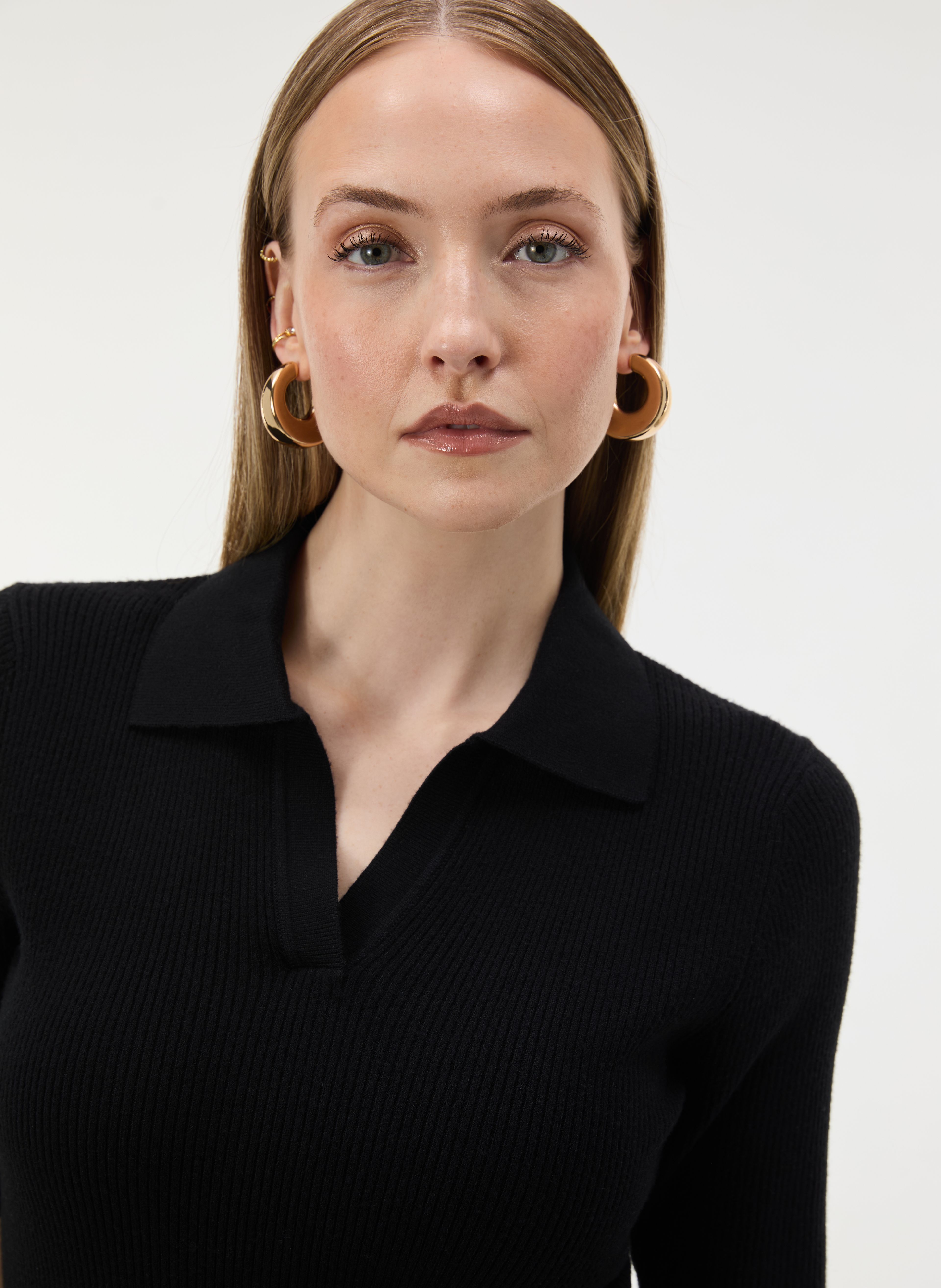 Schwarzer Damen-Cardigan mit Kragen und kurzen Ärmeln ORSAY - 002