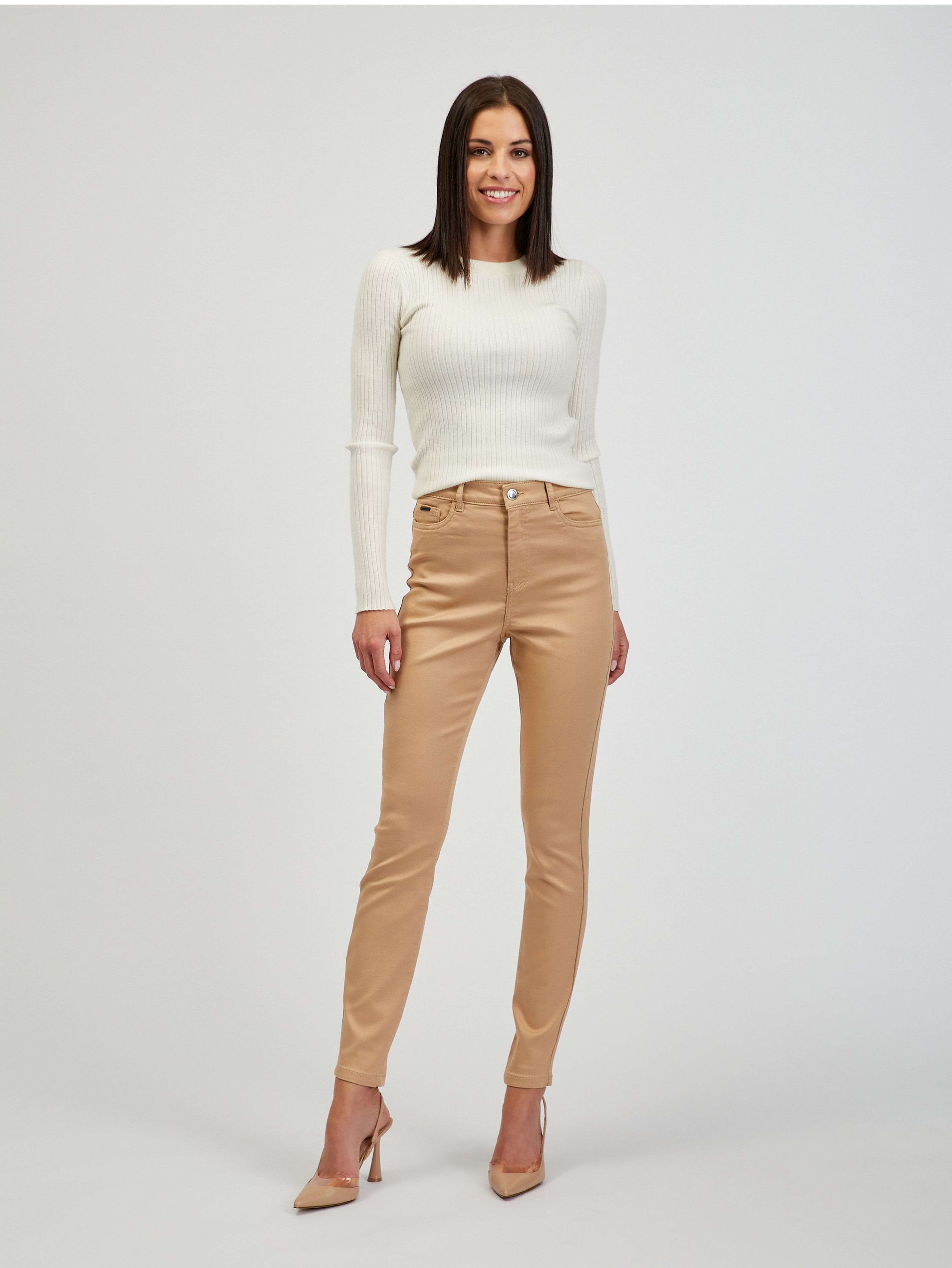 Beżowe damskie spodnie skinny fit ORSAY Paul