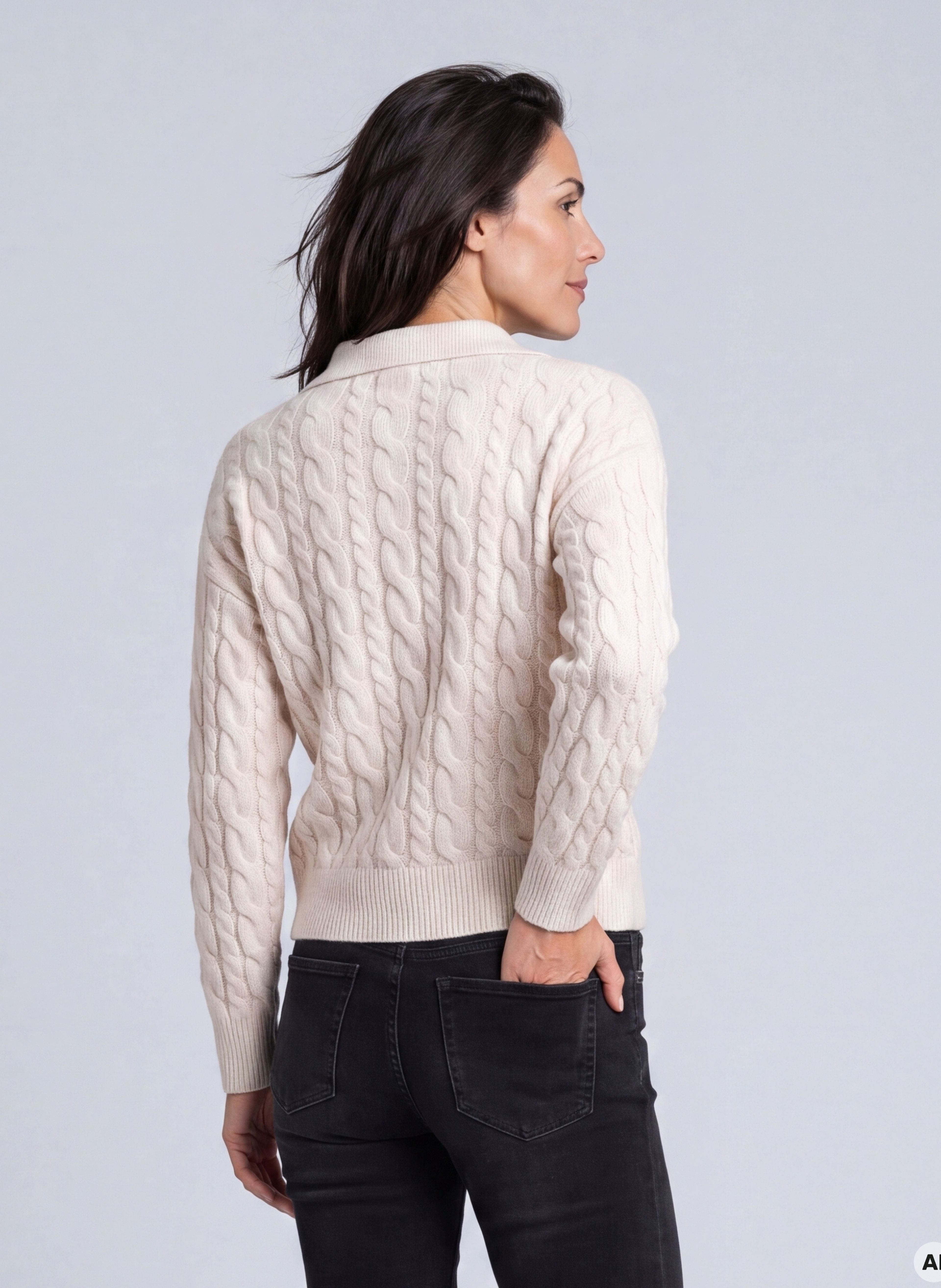 Cremefarbener Damenpullover mit langen Ärmeln ORSAY - 003