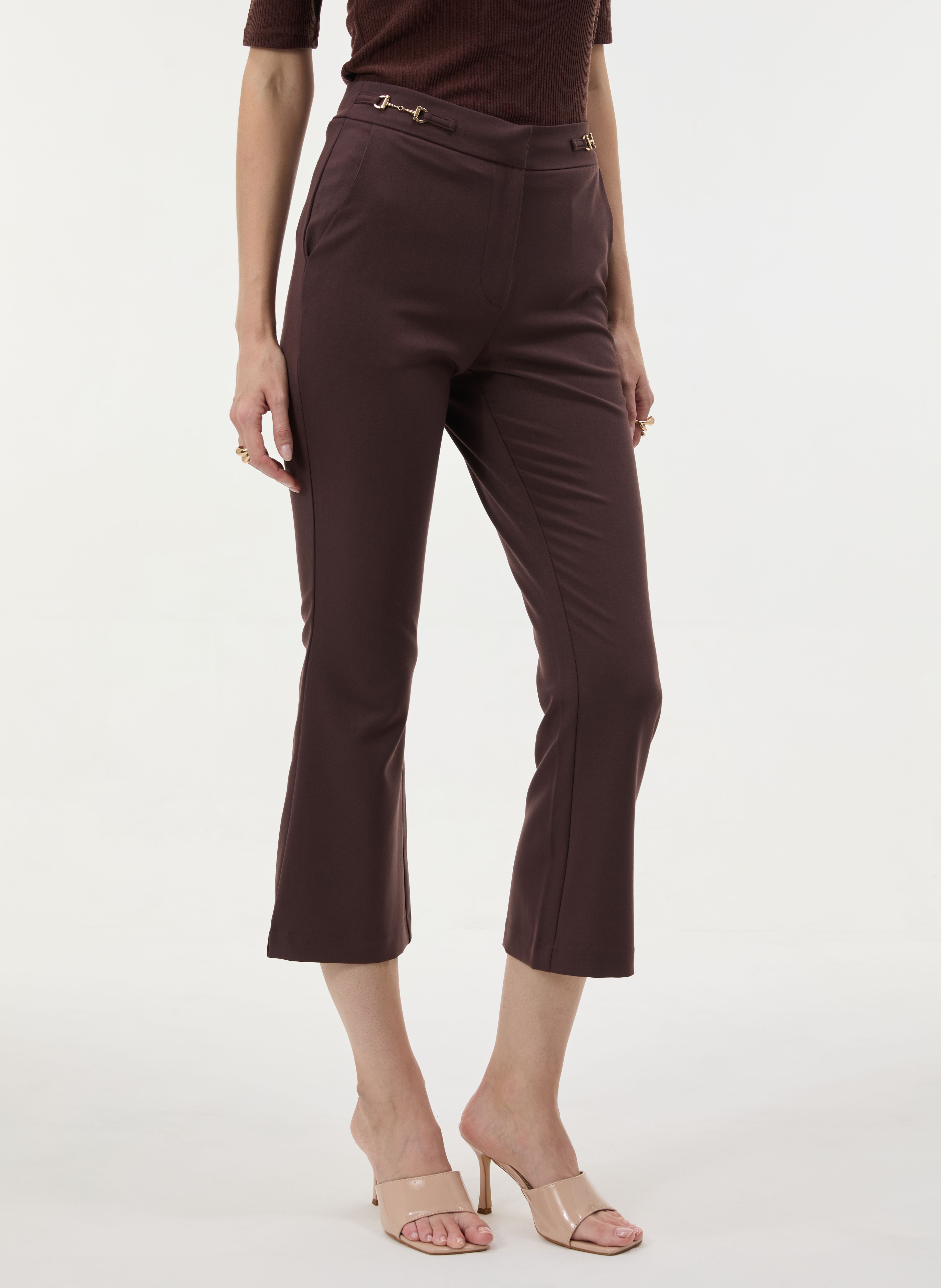 ORSAY Barna női bootcut nadrág magas derékkal - 003