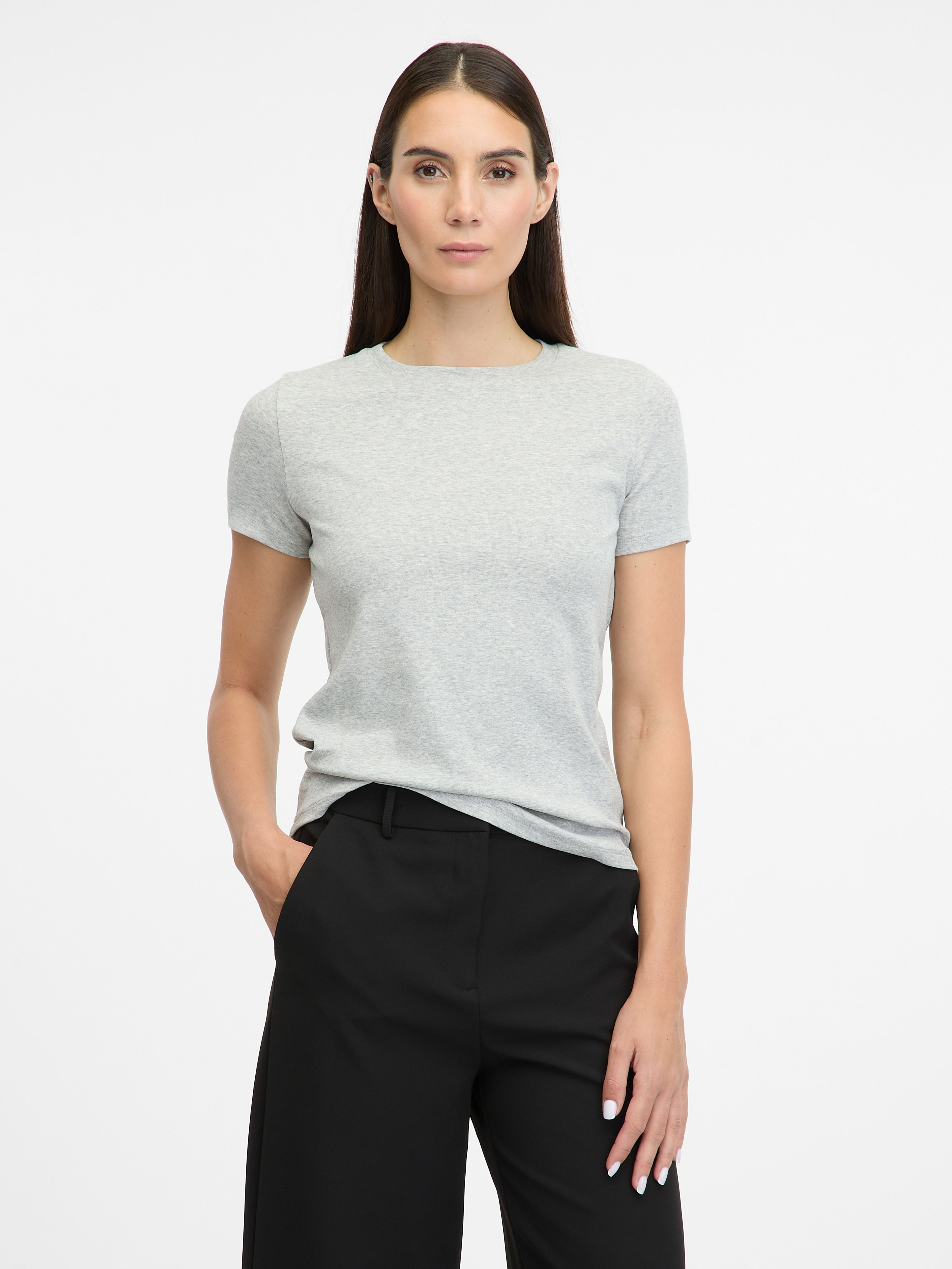 Hellgraues Damen-Kurzarm-T-Shirt ORSAY