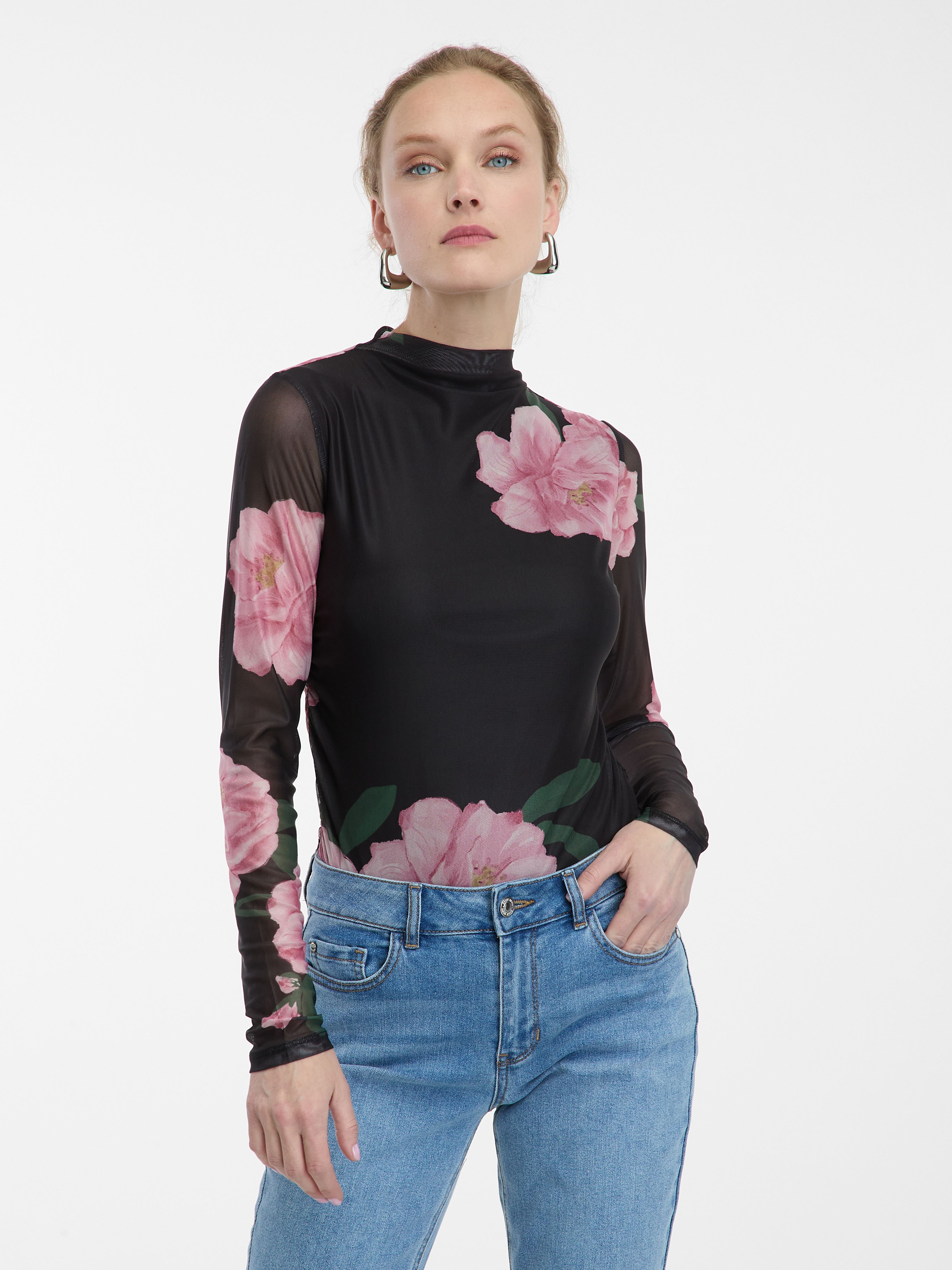 Schwarze Bluse Mit Blumenmuster