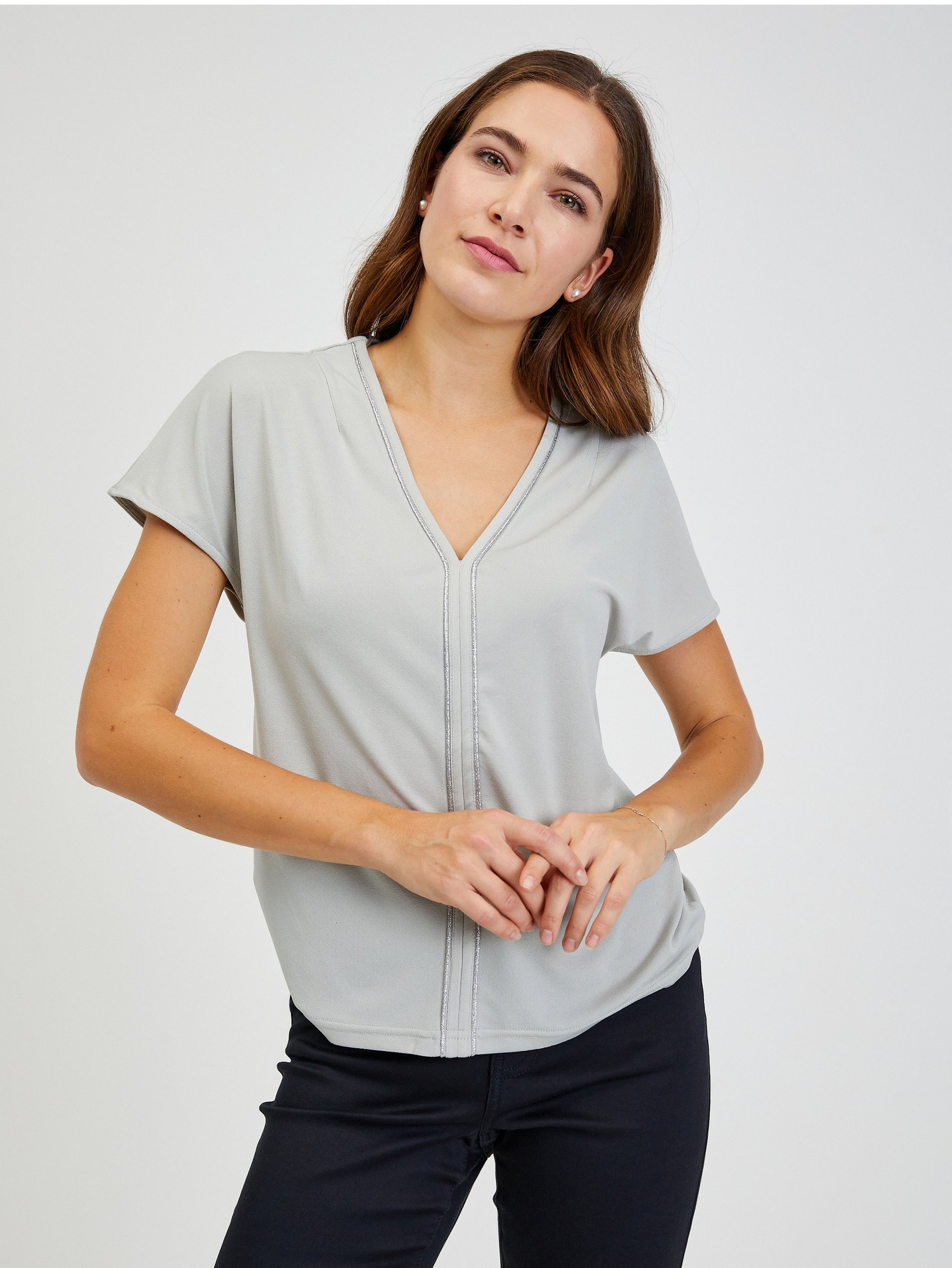 Jasnoszary t-shirt damski ORSAY