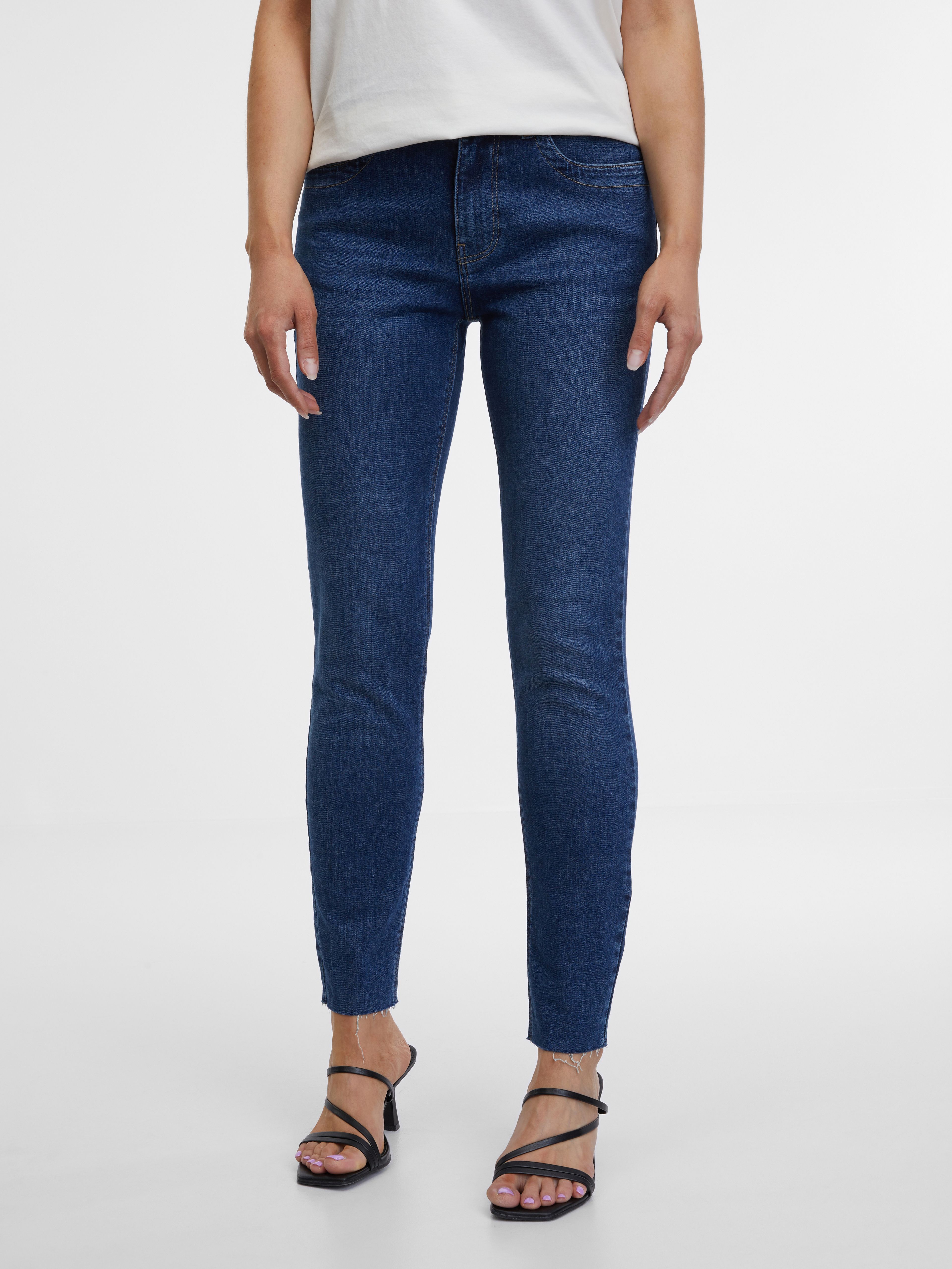 Ciemnoniebieskie jeansy damskie skinny fit ORSAY