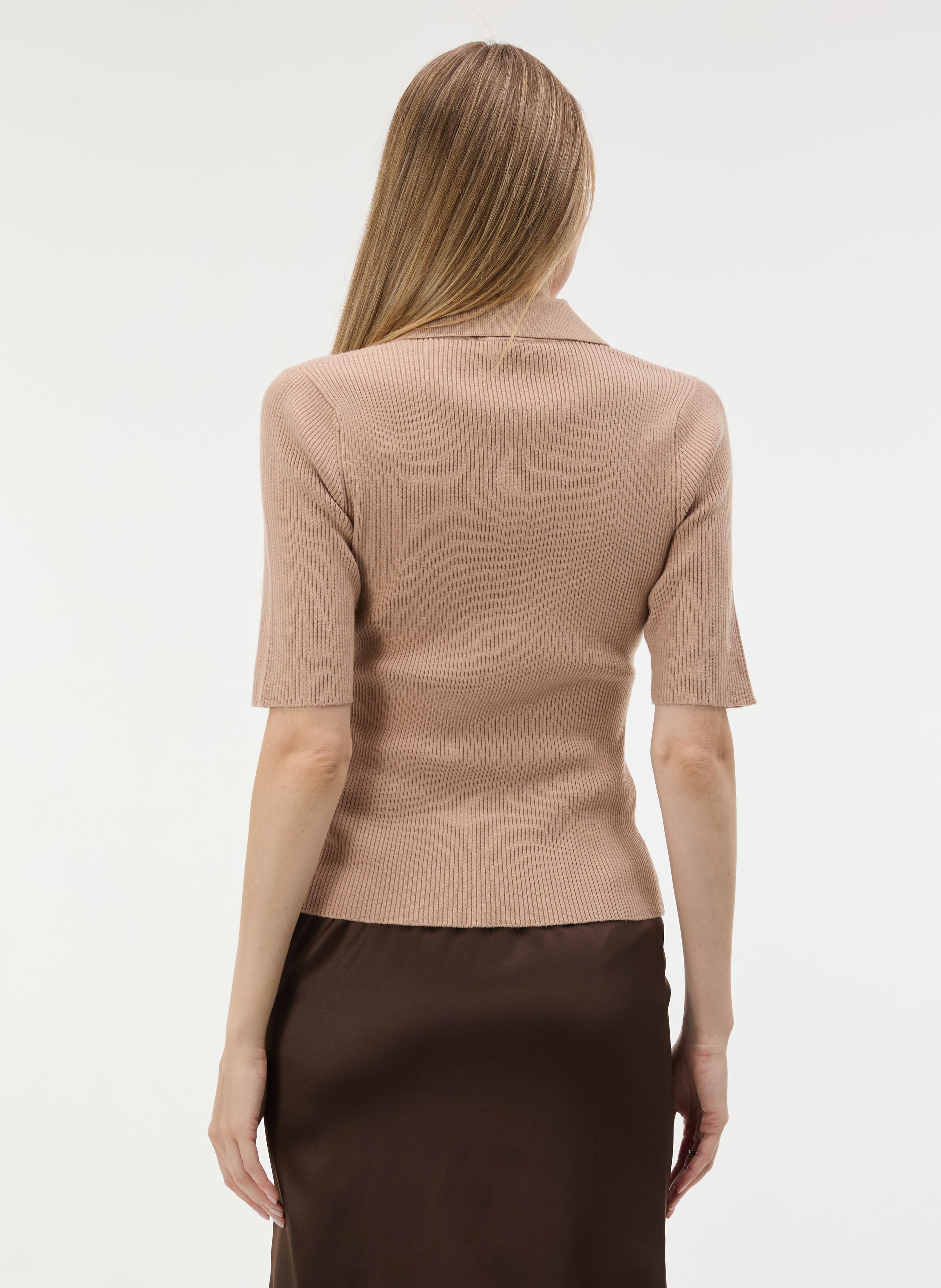Beiger Damen-Cardigan mit Kragen und kurzen Ärmeln ORSAY - 004
