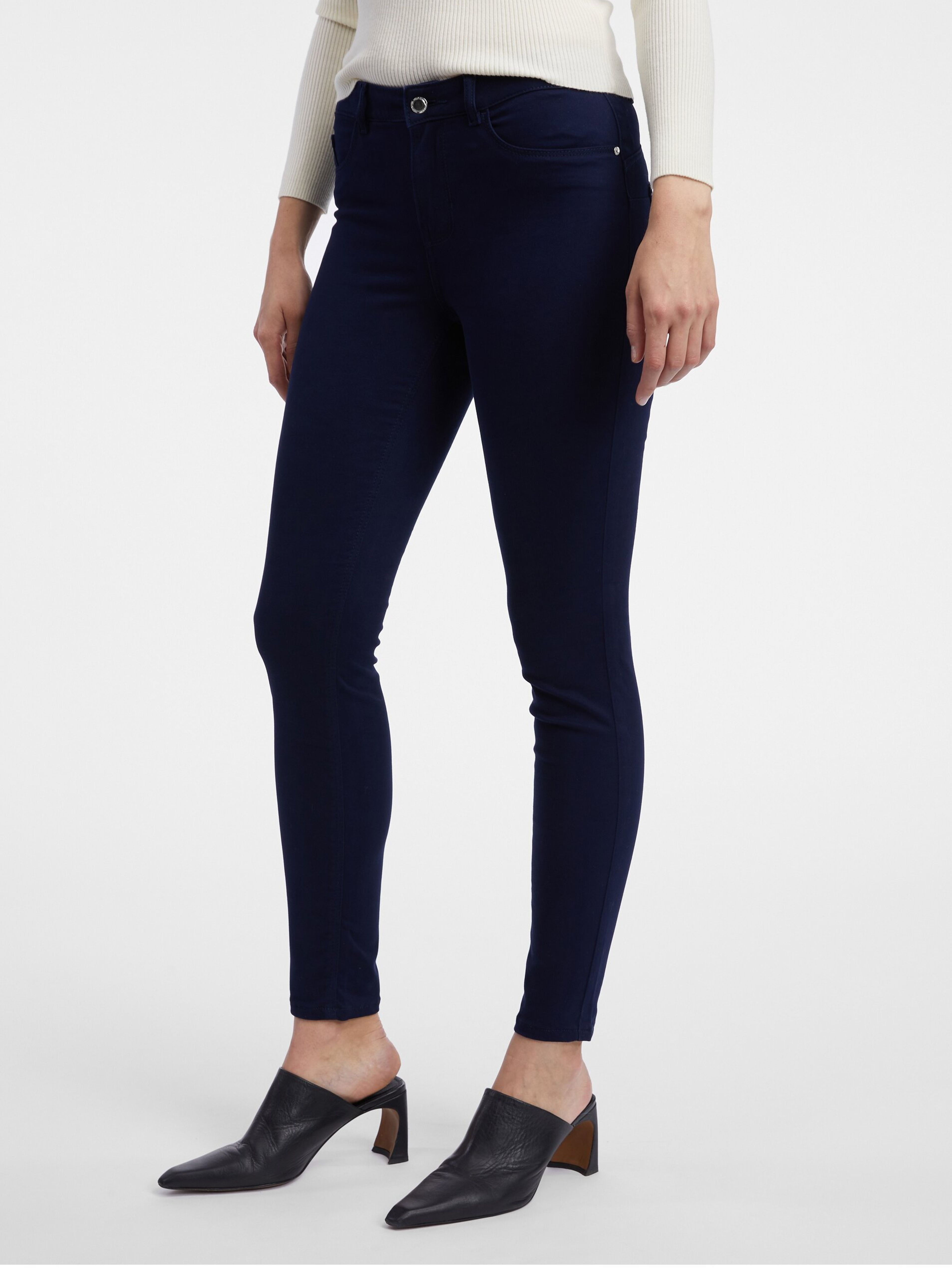 Granatowe damskie spodnie bootcut ORSAY